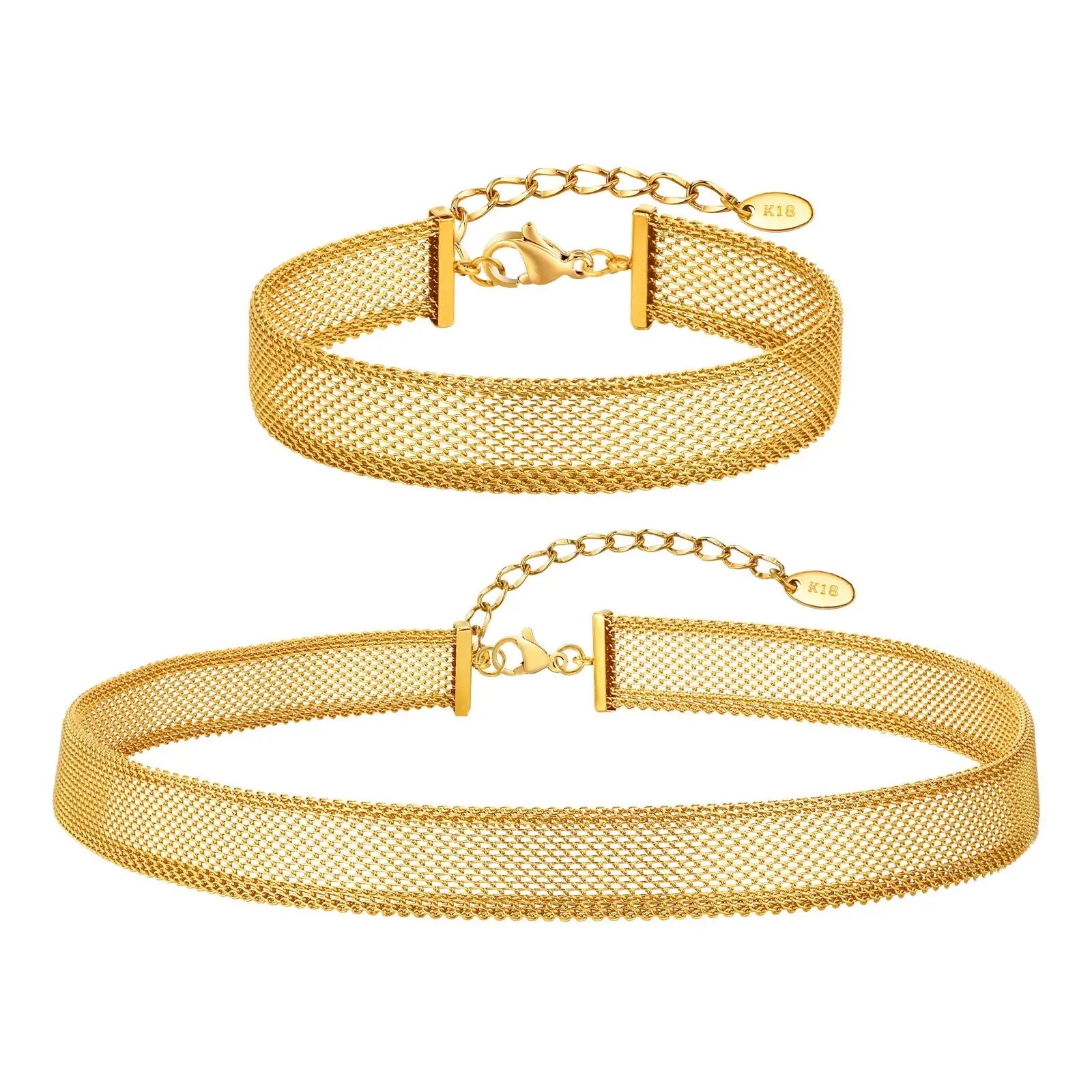 Wide Brand Stainless Steel Mesh Link Chain Bracelet For Women, Adjustable Wirst Jewelry Non Tarnish Waterproof