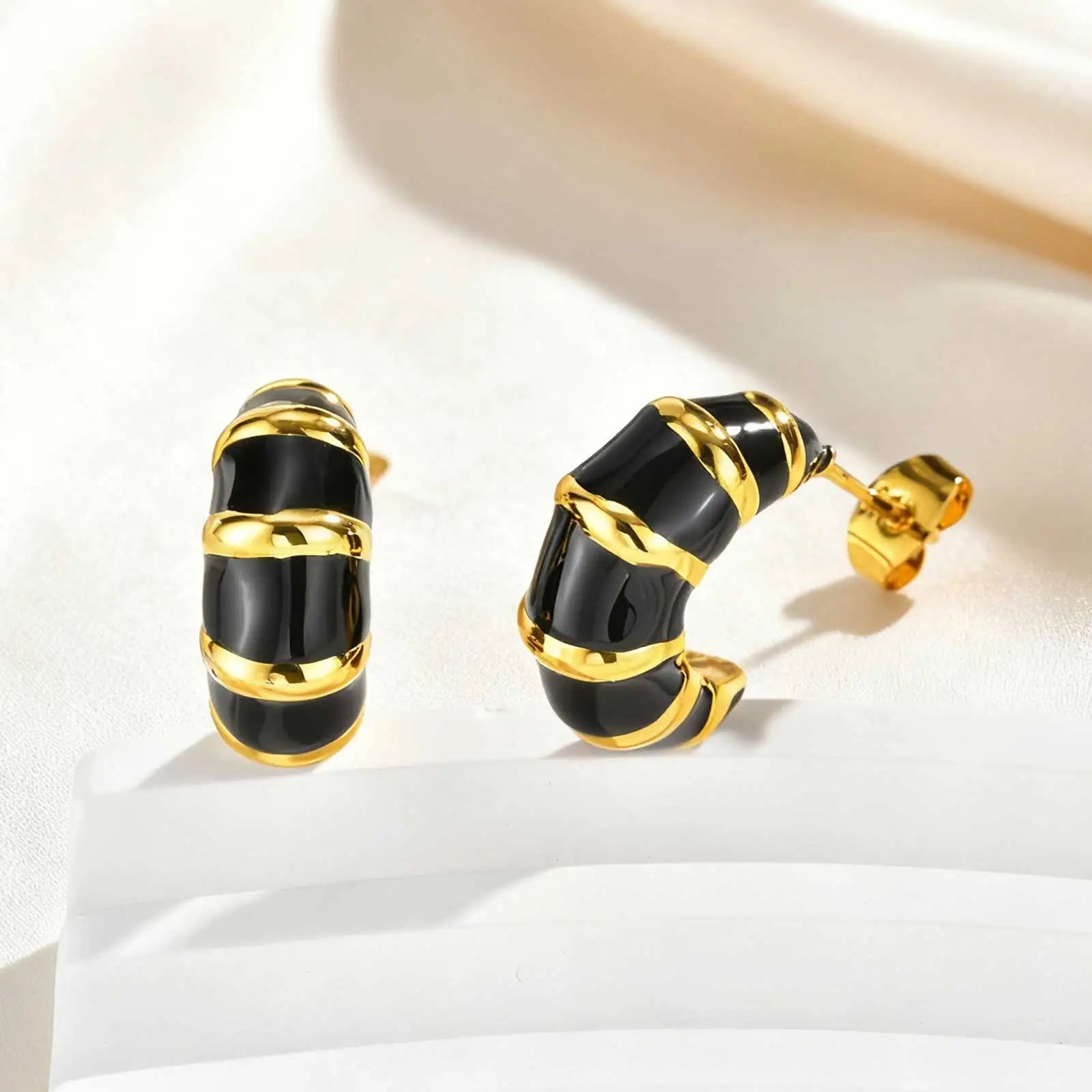 Unique C-shaped Stud Earrings for Women,Gold Plated Stainless Steel Geometric Earrings,Charm Party Accessories Gifts