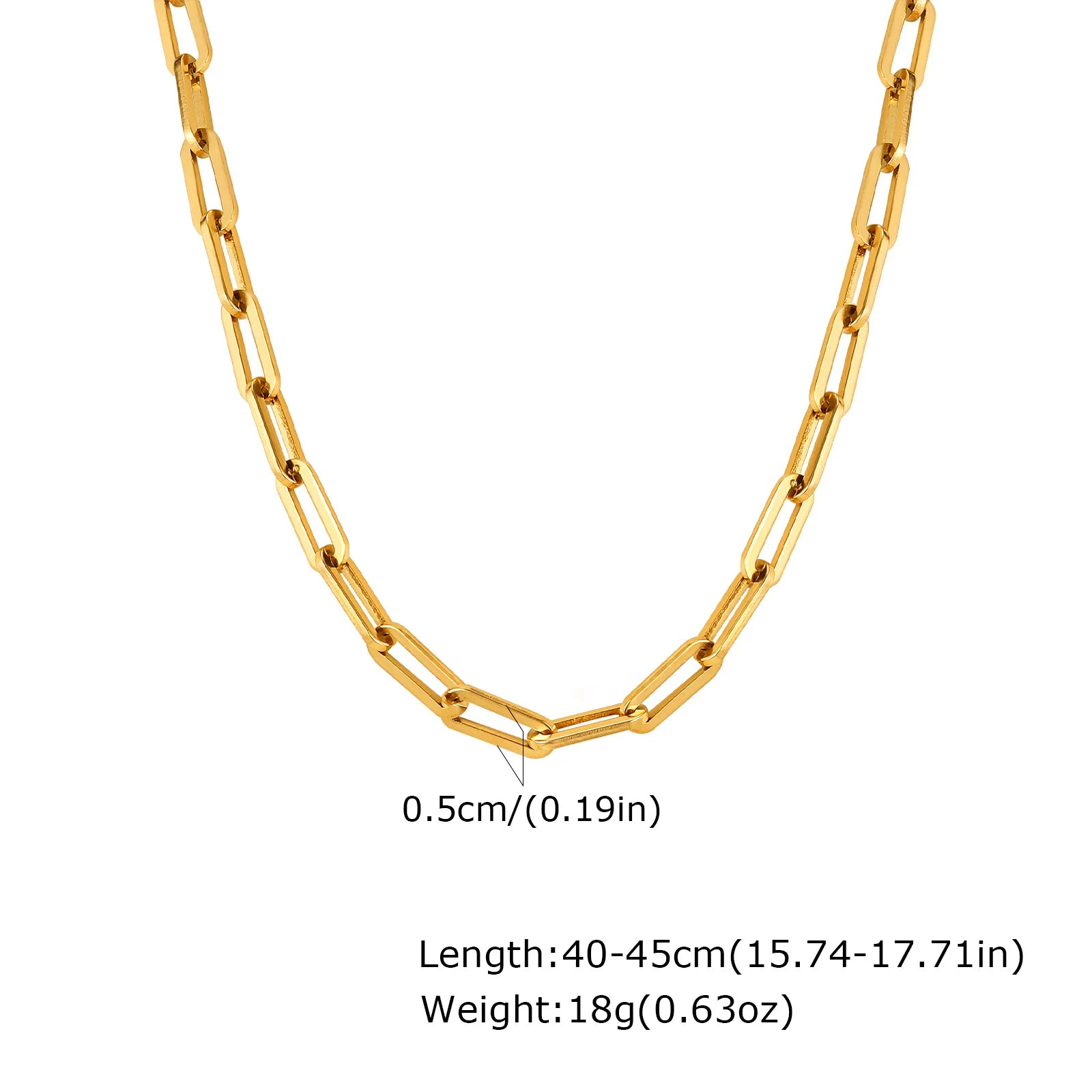 Paperclip Chain Necklace, Stainless Steel Layering Neck Jewelry for Women, Hip Pop Necklace 5mm