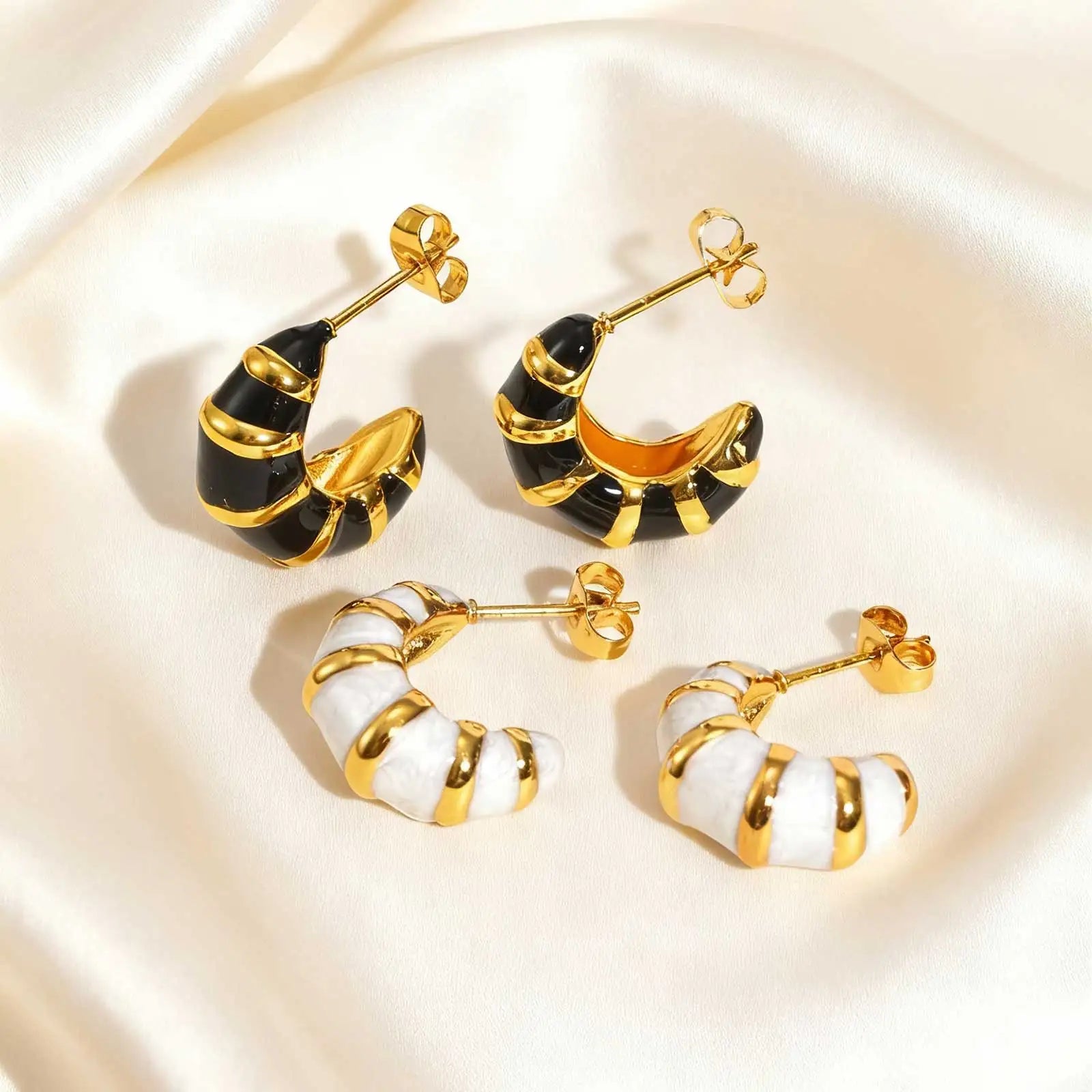 Unique C-shaped Stud Earrings for Women,Gold Plated Stainless Steel Geometric Earrings,Charm Party Accessories Gifts