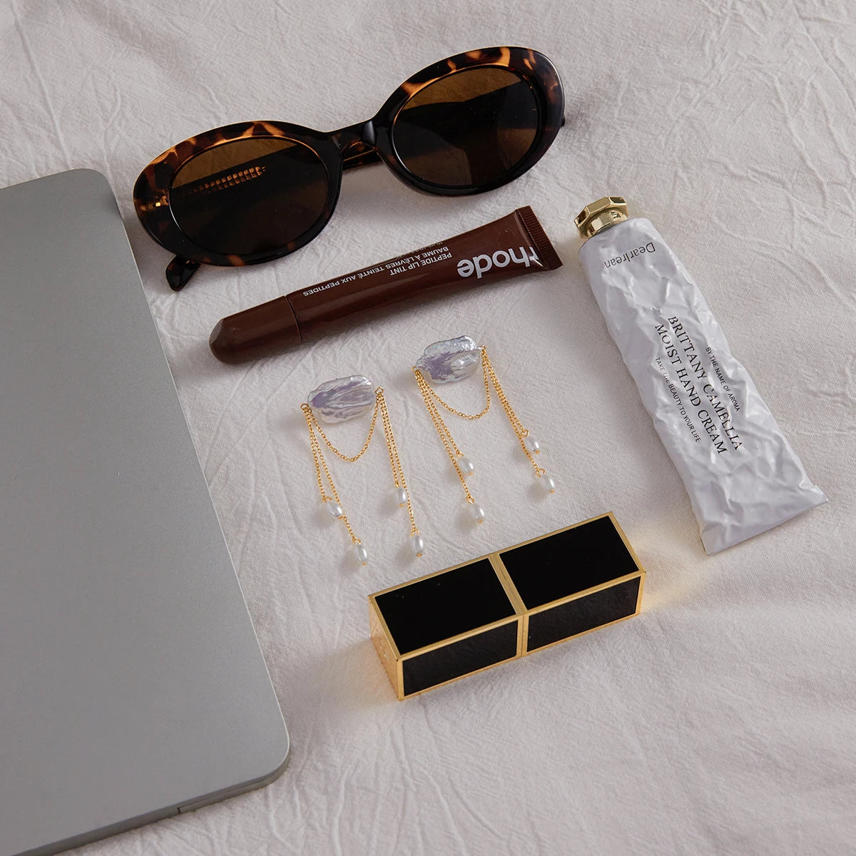 Uworld Minimally Elegant Square Pearl Tassel Earrings 18K Gold Color Stainless Steel Chain Earrings Women's Jewelry