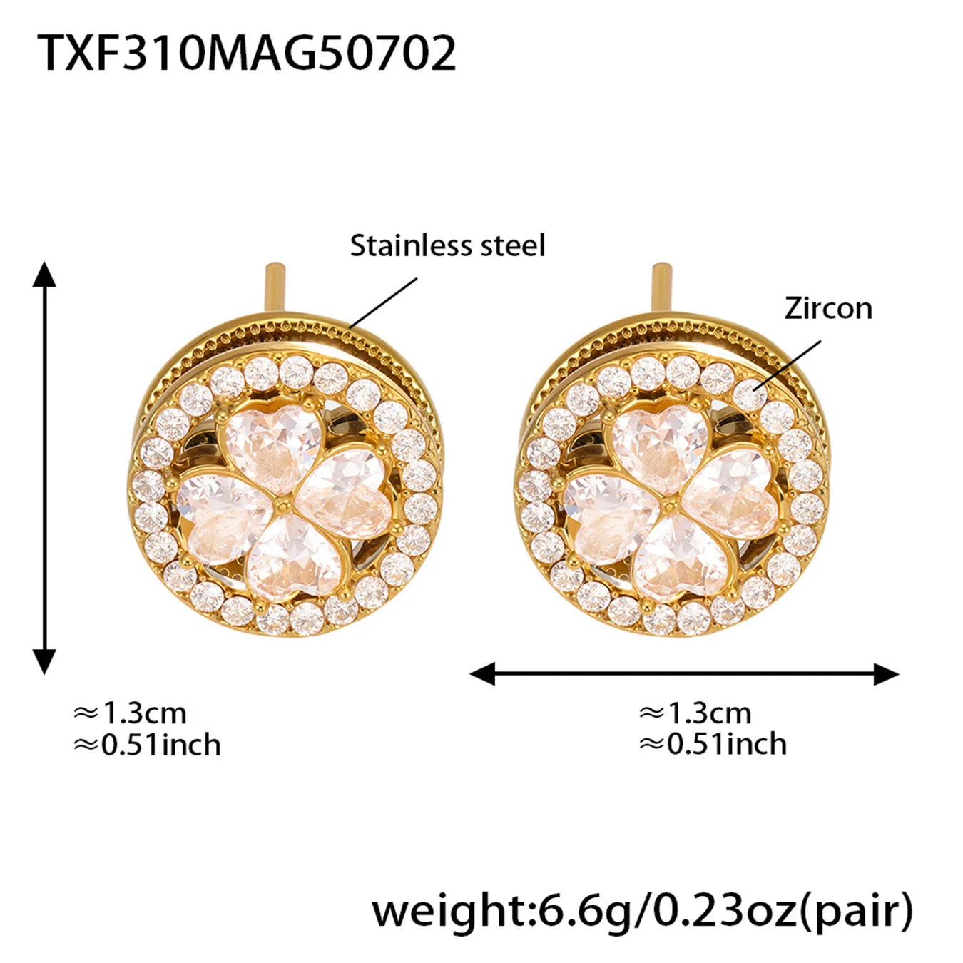 Nivora Baroque Rotatable Flower Zircon Pendant Stainless Steel Chain Necklace Bracelets Rings for Women Wedding Banquet Jewelry