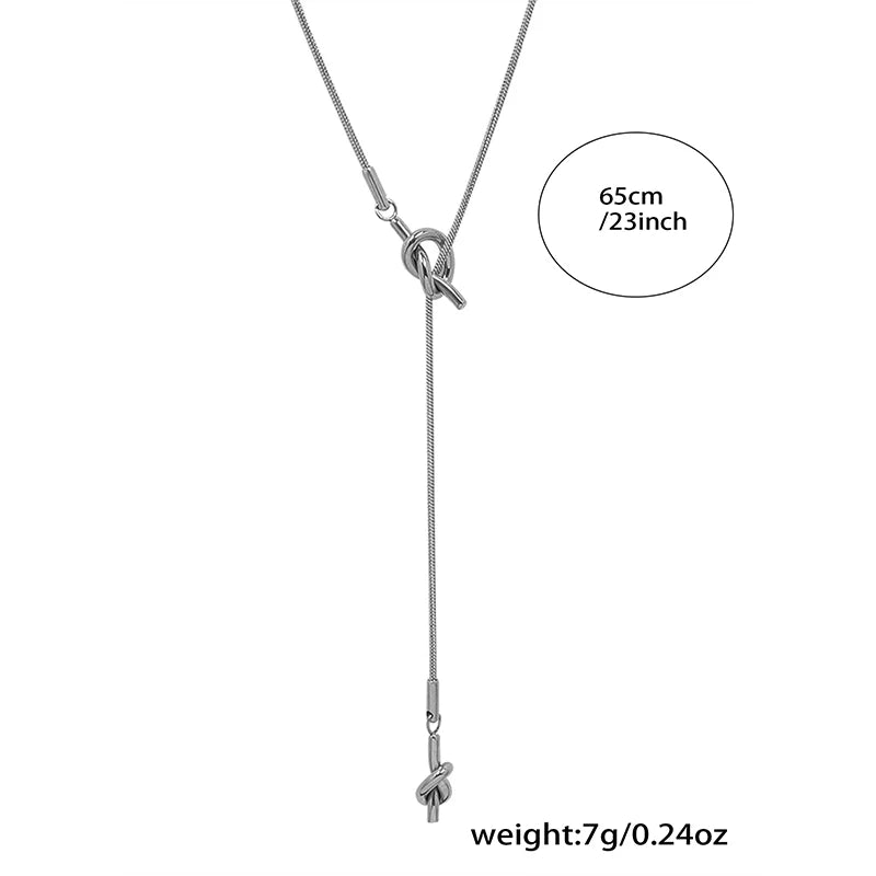 Nivora Fashion Stainless Steel Pendant Neck Choker Long Sweater Box Chain Rhinestone Necklace For Women No Tarnish Jewelry