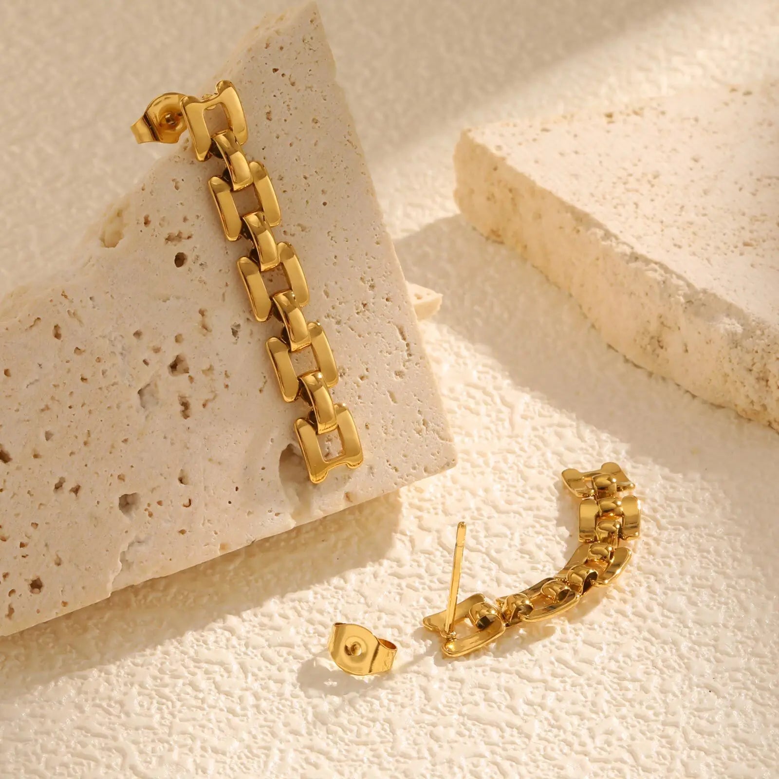 Mesh Chain Link Drop Dangle Earrings for Women, Long Link Earring, Minimalist Stainless Steel Hiphop Jewelry