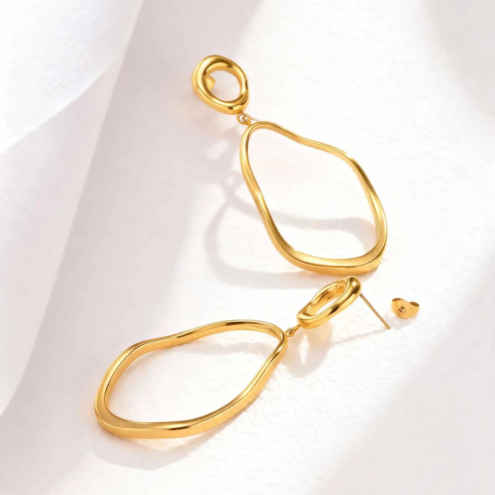 Irregular Geometric Earrings for Women Gold Color Stainless Steel High Quality Earrings Exaggerated Party Jewelry Gift