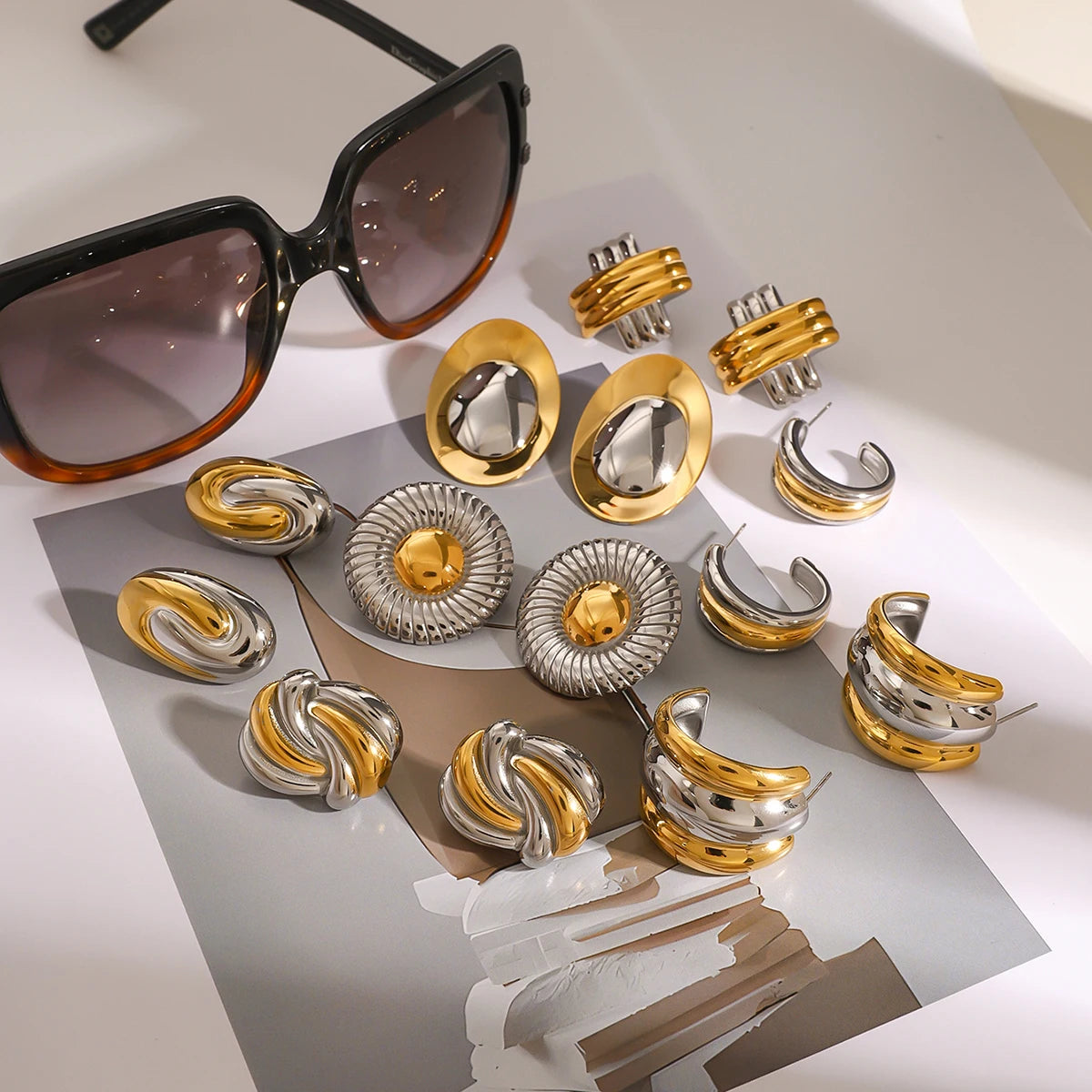 Uworld Tie A Knot Silver And Gold Color Mixed Earrings Two Tone Ear Studs Women's Accessories Gift for her