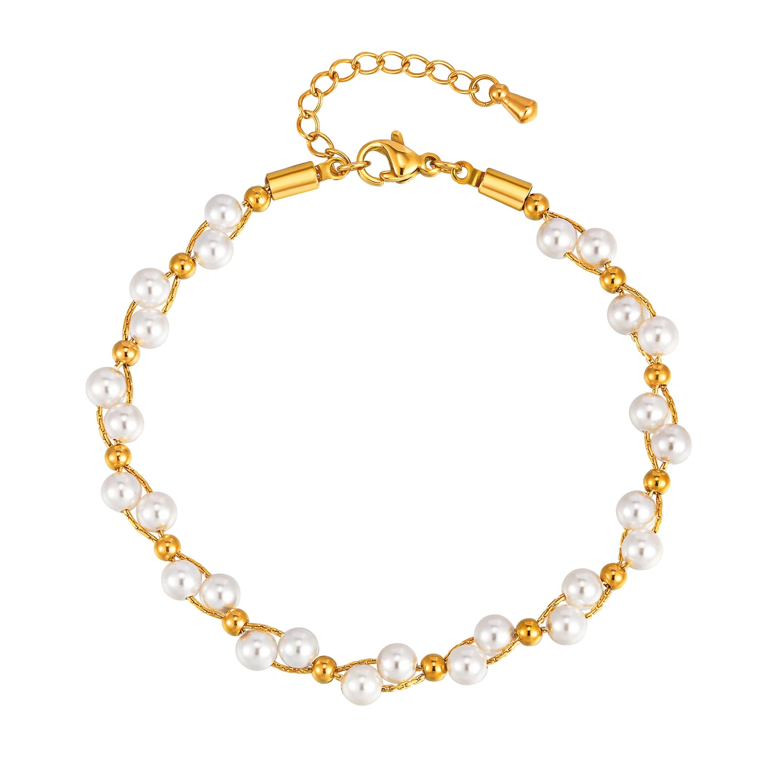 Light Luxury Bead Bracelet for Women,18K Gold Plated Stainless Steel Chain Bracelets,Daily Jewelry Exquisite Gifts