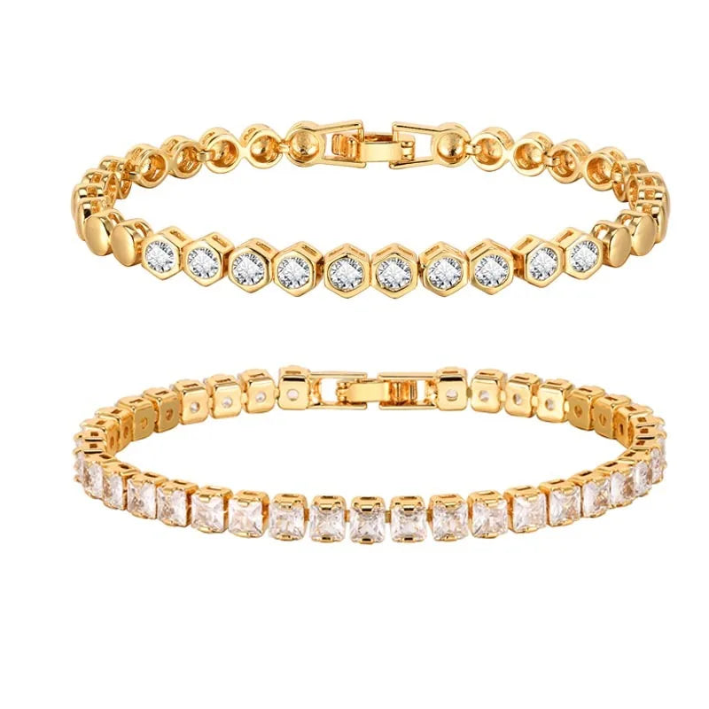 Cubic Zirconia Tennis Bracelet for Women, 18K Gold Plated Stainless Steel CZ Chain, Bridesmaid Jewelry Non Tarnish