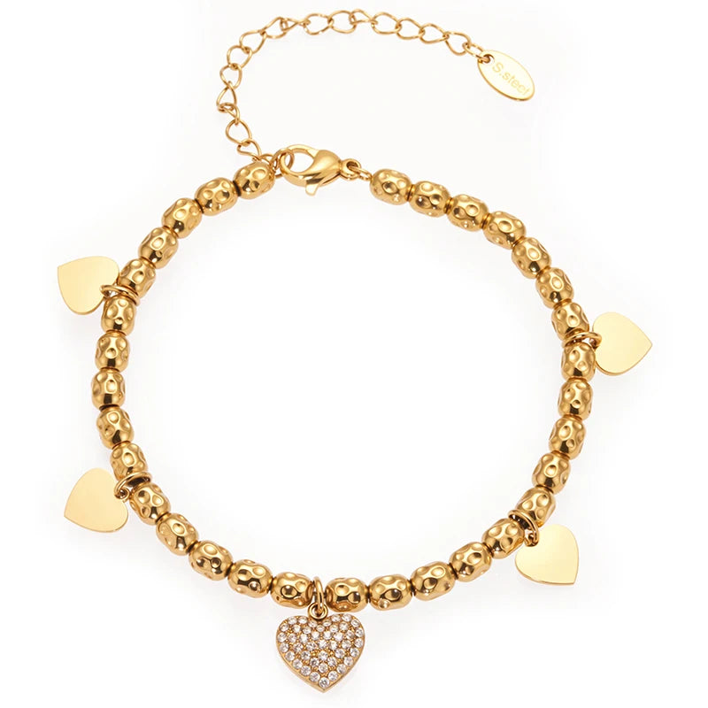 Nivora Distinctive Stainless Steel Metal Texture Chain Bracelets For Women Ocean Style Pendant Charm Wedding Bracelets Jewelry