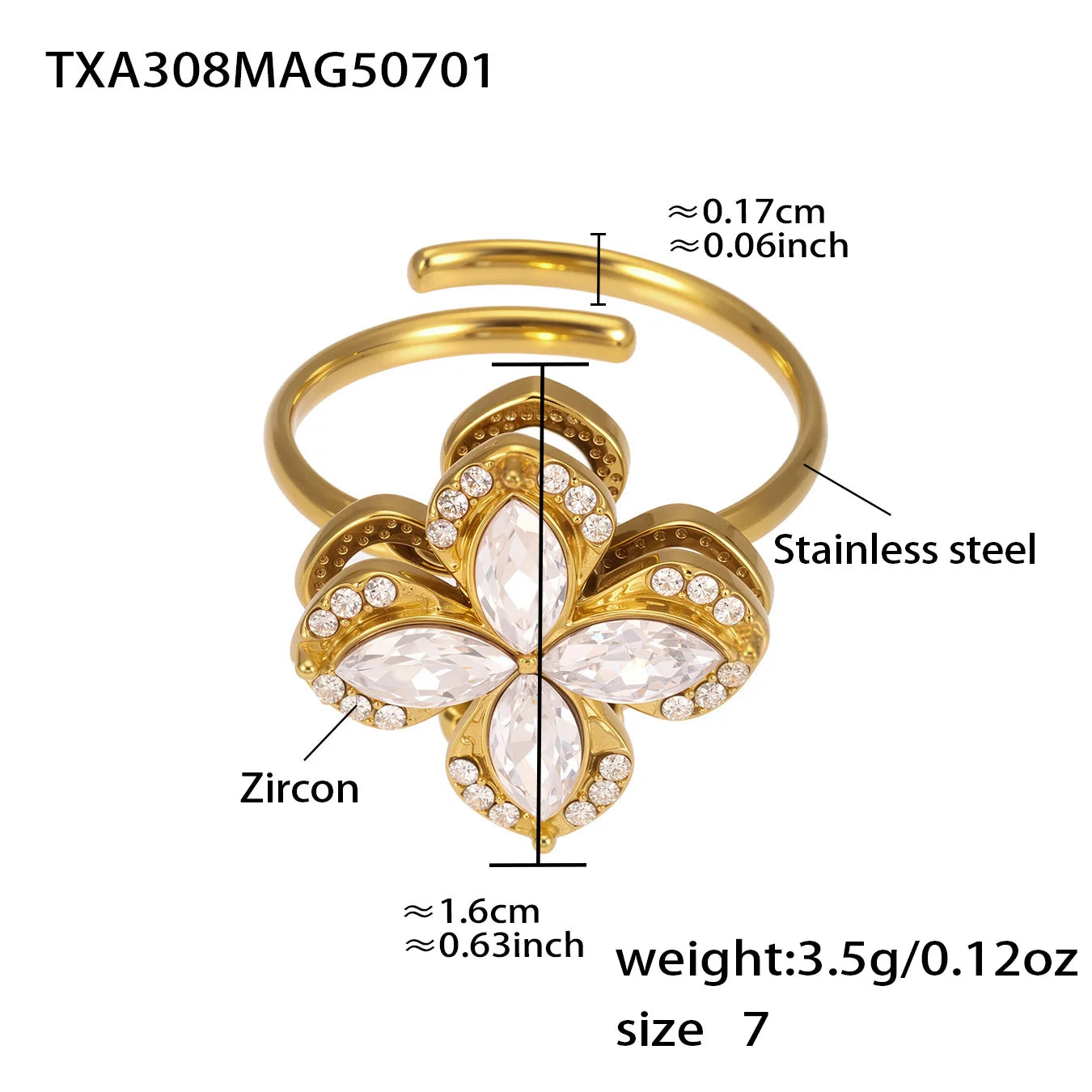 Nivora Vintage Rotatable Zircon Flower Stainless Steel Chain Necklaces Earrings Rings for Women Charm Wedding Banquet Jewelry