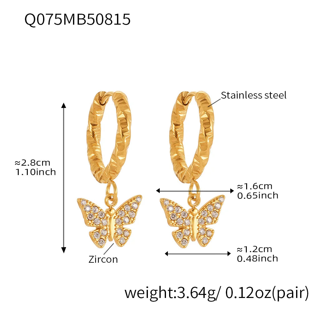 Nivora Excellent Stainless Steel Pendant Zircon Butterfly Dangle Earrings For Women Hypoallergenic Wedding Ear Earrings Jewelry