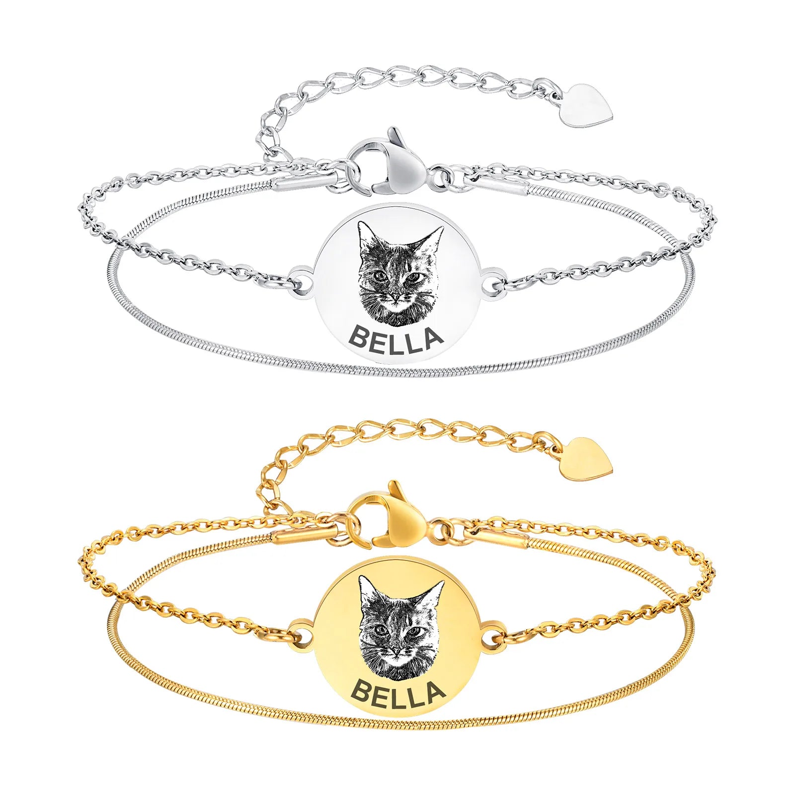 Engrave Name Photo Date ID Bracelet for Women,Stainless Steel Customized Link Chain Bracelets, Valentine's Day Gift Jewelry