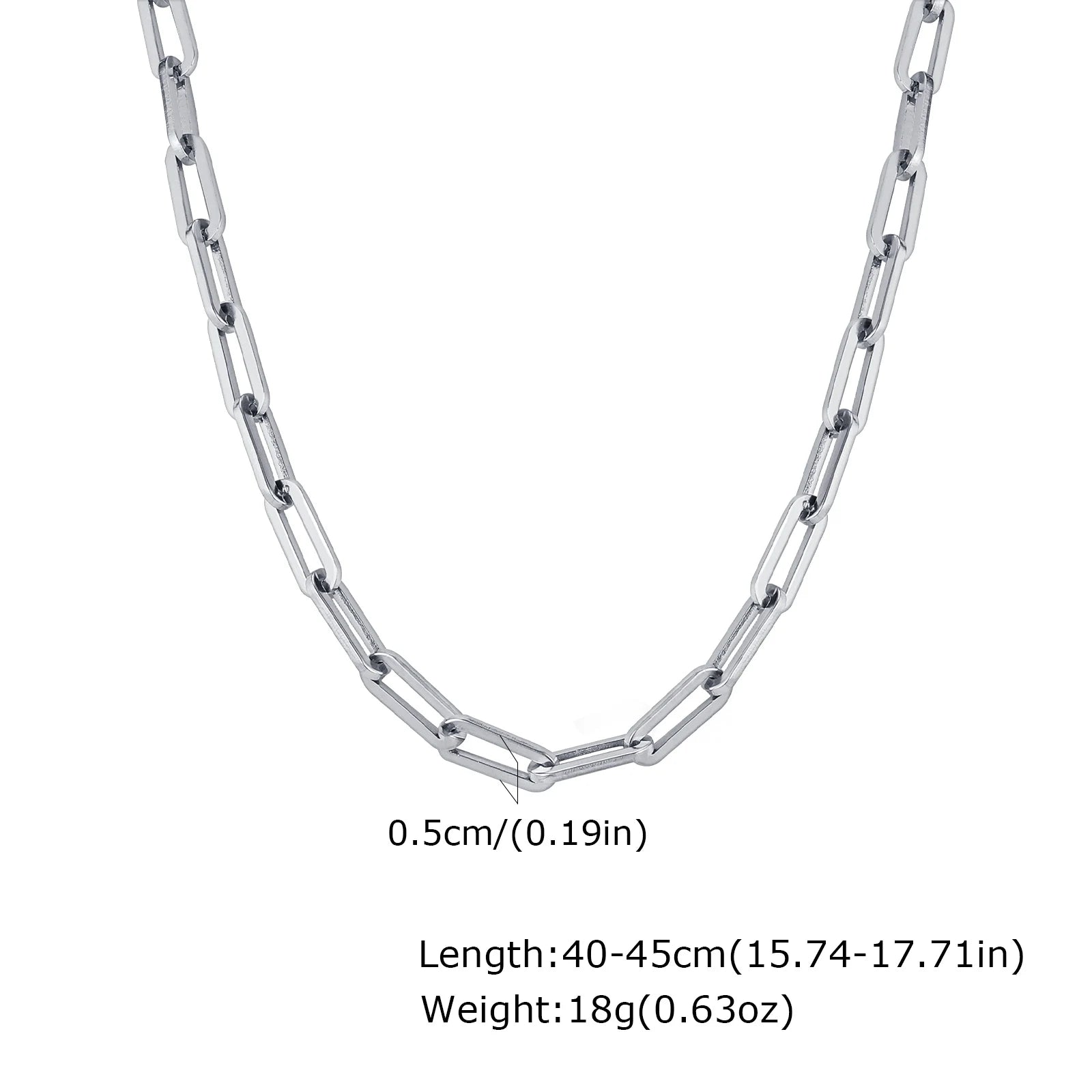 Paperclip Chain Necklace, Stainless Steel Layering Neck Jewelry for Women, Hip Pop Necklace 5mm