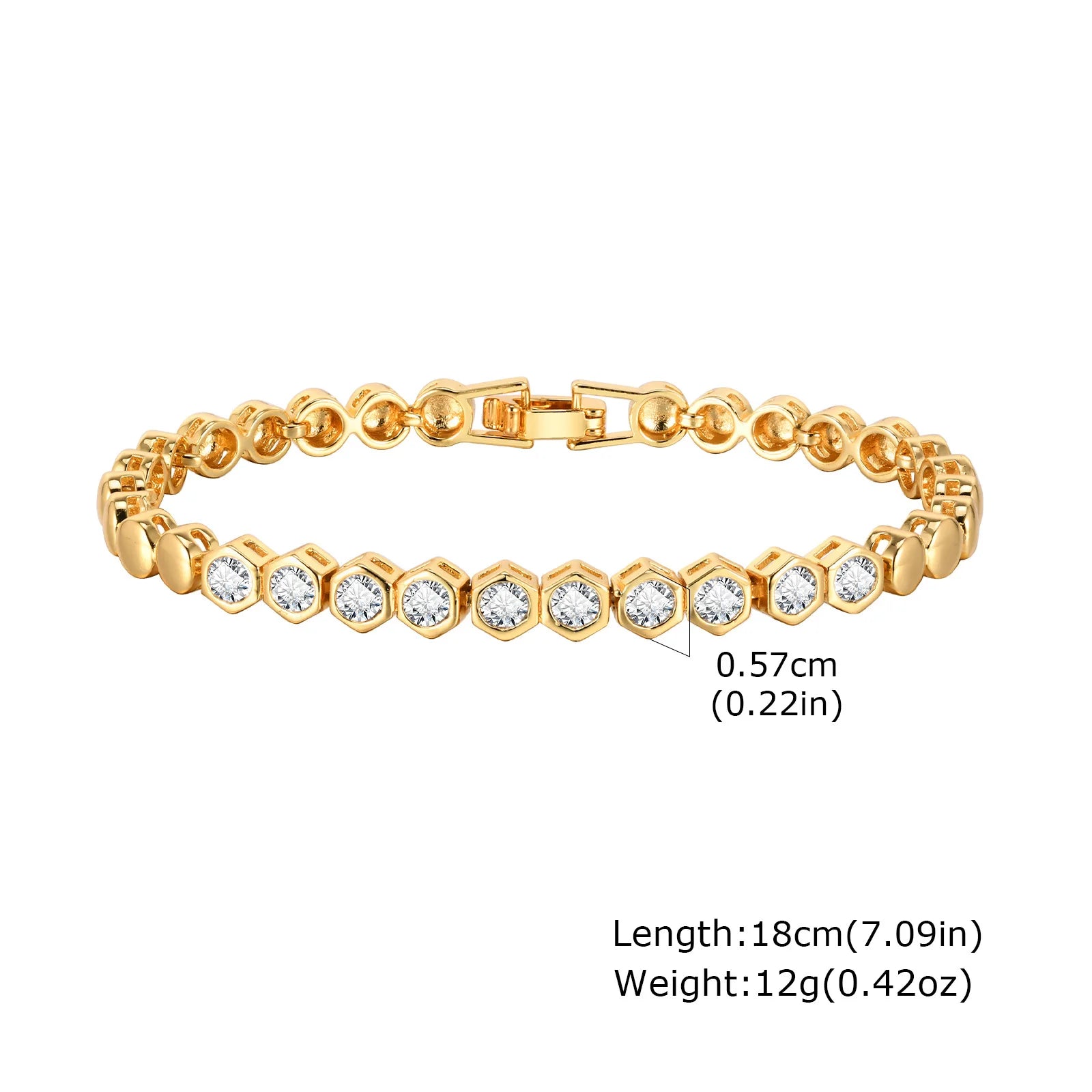 Cubic Zirconia Tennis Bracelet for Women, 18K Gold Plated Stainless Steel CZ Chain, Bridesmaid Jewelry Non Tarnish