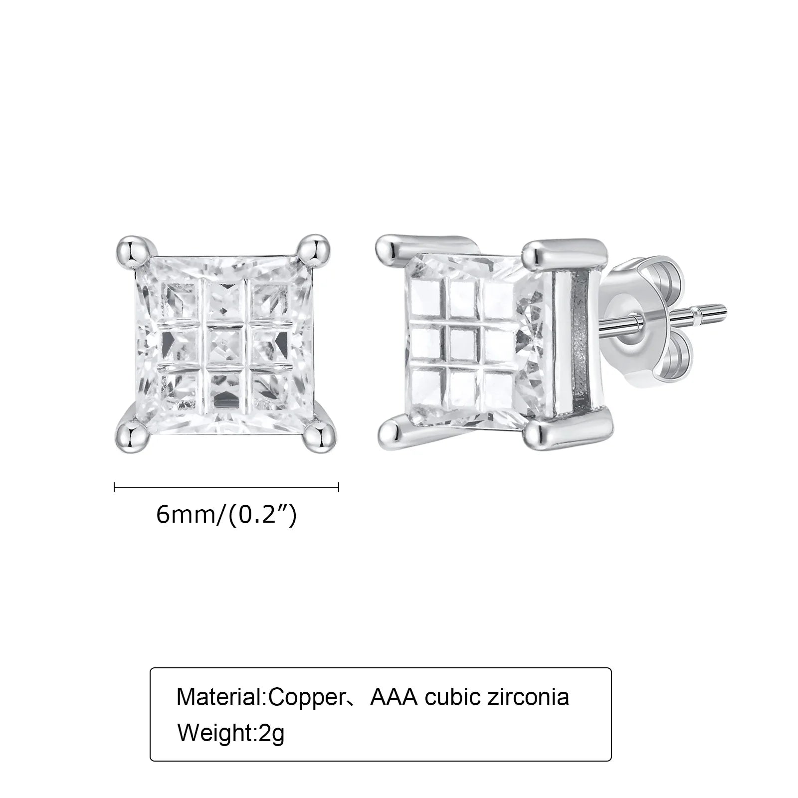 Trendy CZ Stone Metal Unisex Geometric Stud Earrings For Women Men, Luxury Bling AAA Cubic Zirconia Earring Ear Jewelry Gifts