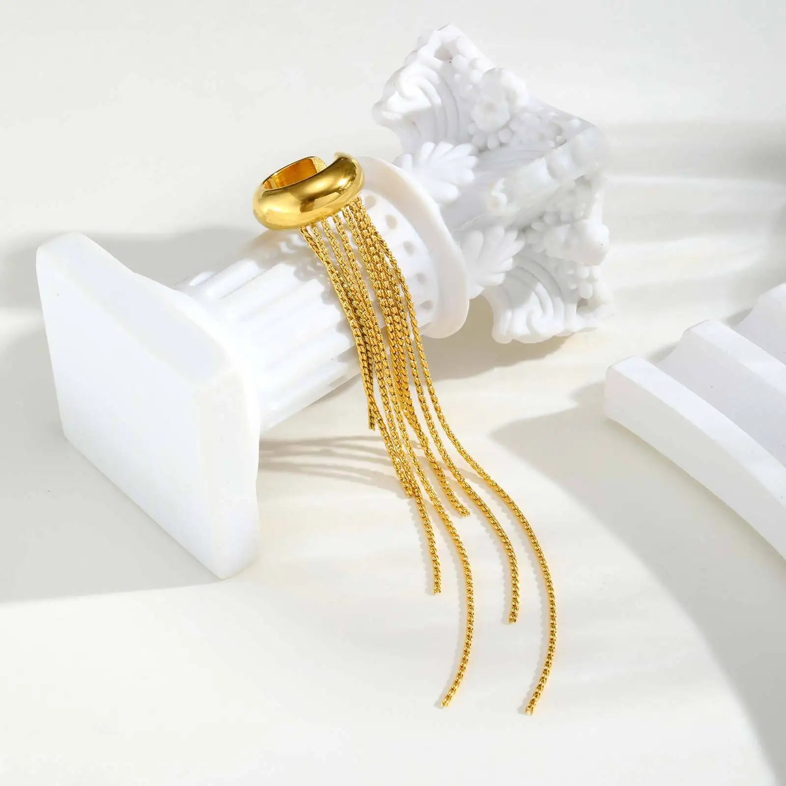 Stainless Steel Tassel Ear Clip for Women, Statement Drop Pendant Ear Bone Clips Waterproof Anti Allergic Jewelry 1Piece