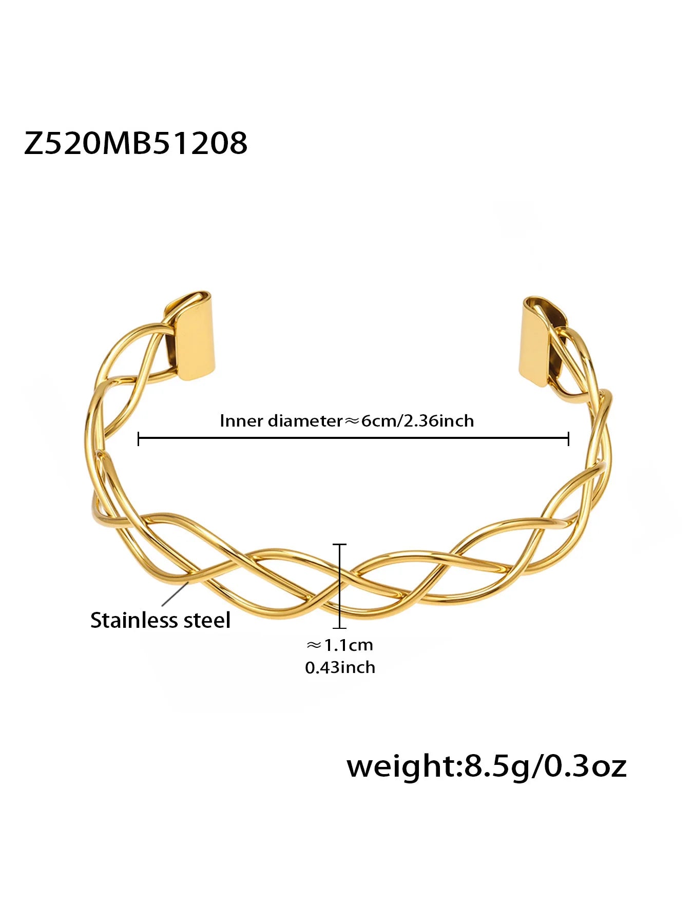 Nivora Geometric Hollow Pig Nose Ring Bracelet for Women Stainless Steel PVD Gold Plated Charm Wrist Bangle Daily Jewelry Gifts