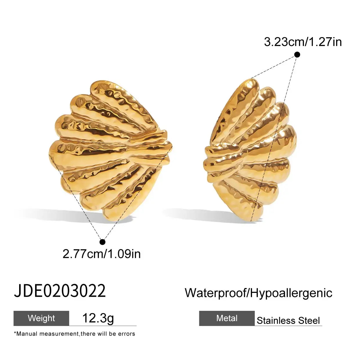 Uworld Ocean Vacation Style 18K Gold Color Plated Stainless Steel Waterproof Starfish Shell Ear Studs Pearl Conch Earrings Women