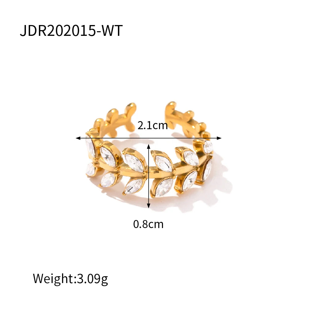 Uworld 18K Gold PVD Plated 316L Stainless Steel Rings Finger Chunky Wedding statement Jewelry Shell Freshwater Pearl Zircon Ring