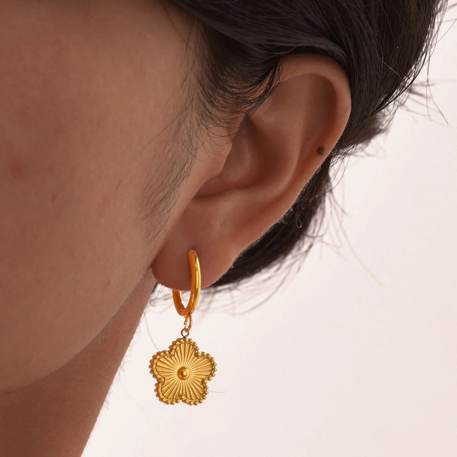 Flower Drop Earrings for Women, Stainless Steel Lucky Earring Wholesale