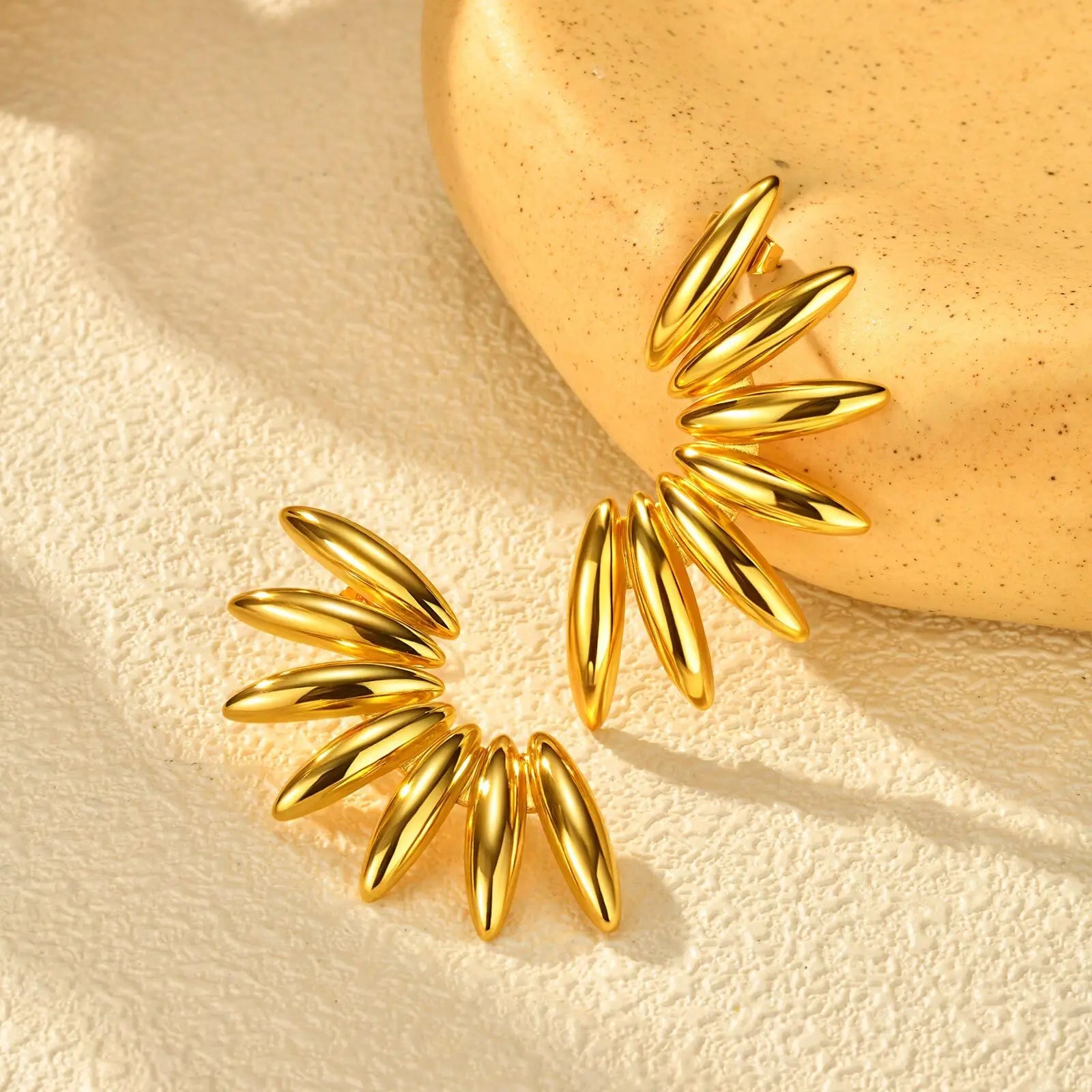 Stainless Steel Geometric Stud Earrings for Women, 18K Plated Prevent Allergy Statement Jewelry Wholesales