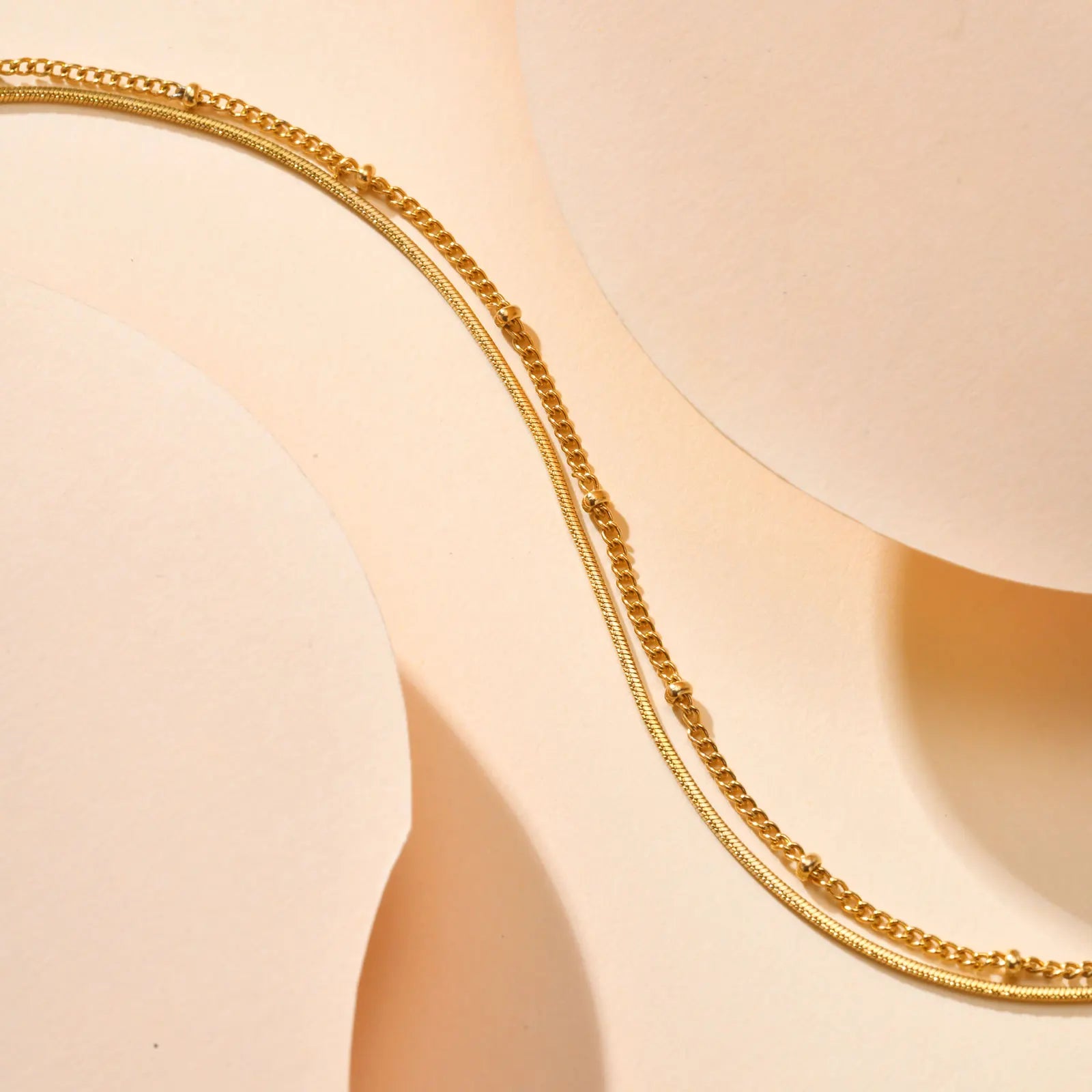 Women Anklet Summer Round Bead Chain Double Layered Square Snake Foot Chain,Simplicity Temperament Holidays Ankle Bracelet