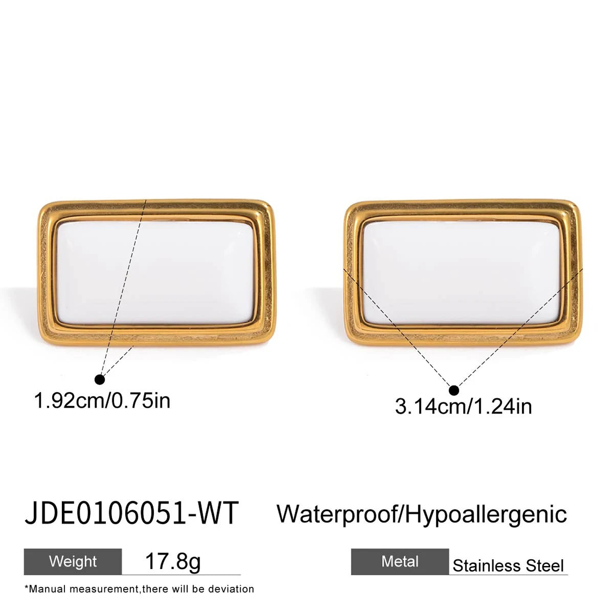 Uworld Classic Fashion 18K Gold Color Plated Red Agate Square Earrings Hypoallergenic Waterproof Stainless Steel Women Jewelry