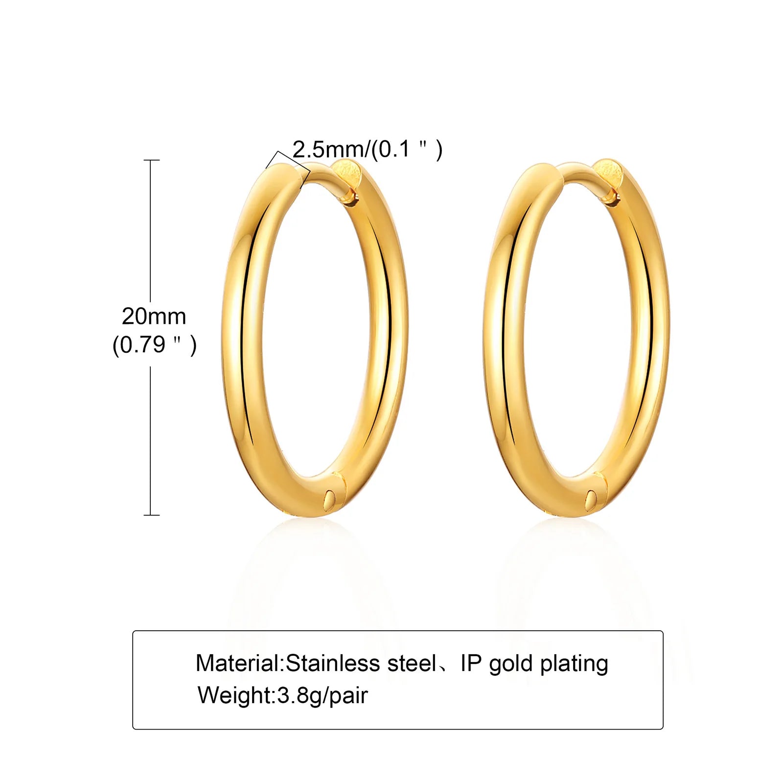 Minimalist Circle Hoop Earrings for Women,Stainless Steel Gold Color Cartilage Ear Bone Piercing Round Earrings,Classic Jewelry
