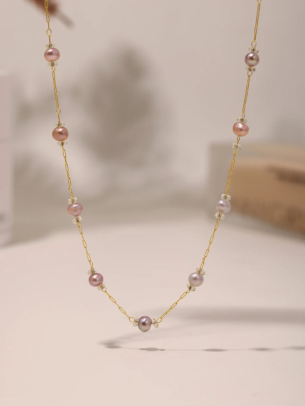 Nivora Exquisite Pink Freshwater Pearl Necklace Bracelets For Women Stainless Steel Beads Chain Charm Handmade Jewelry Set