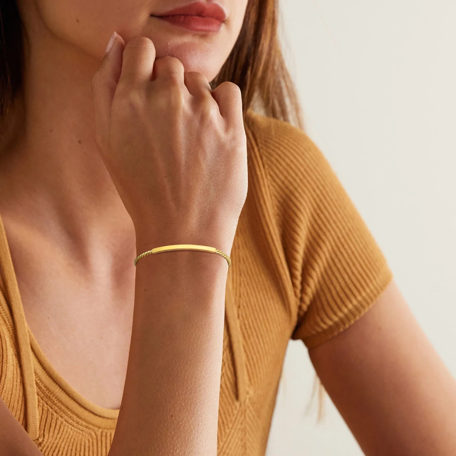 Women's Trendy Slim 3mm Cuff Bracelets Bangle, Gold Color Stainless Steel Bangle Stylish Twisted Rope Wristband Gift To Girls