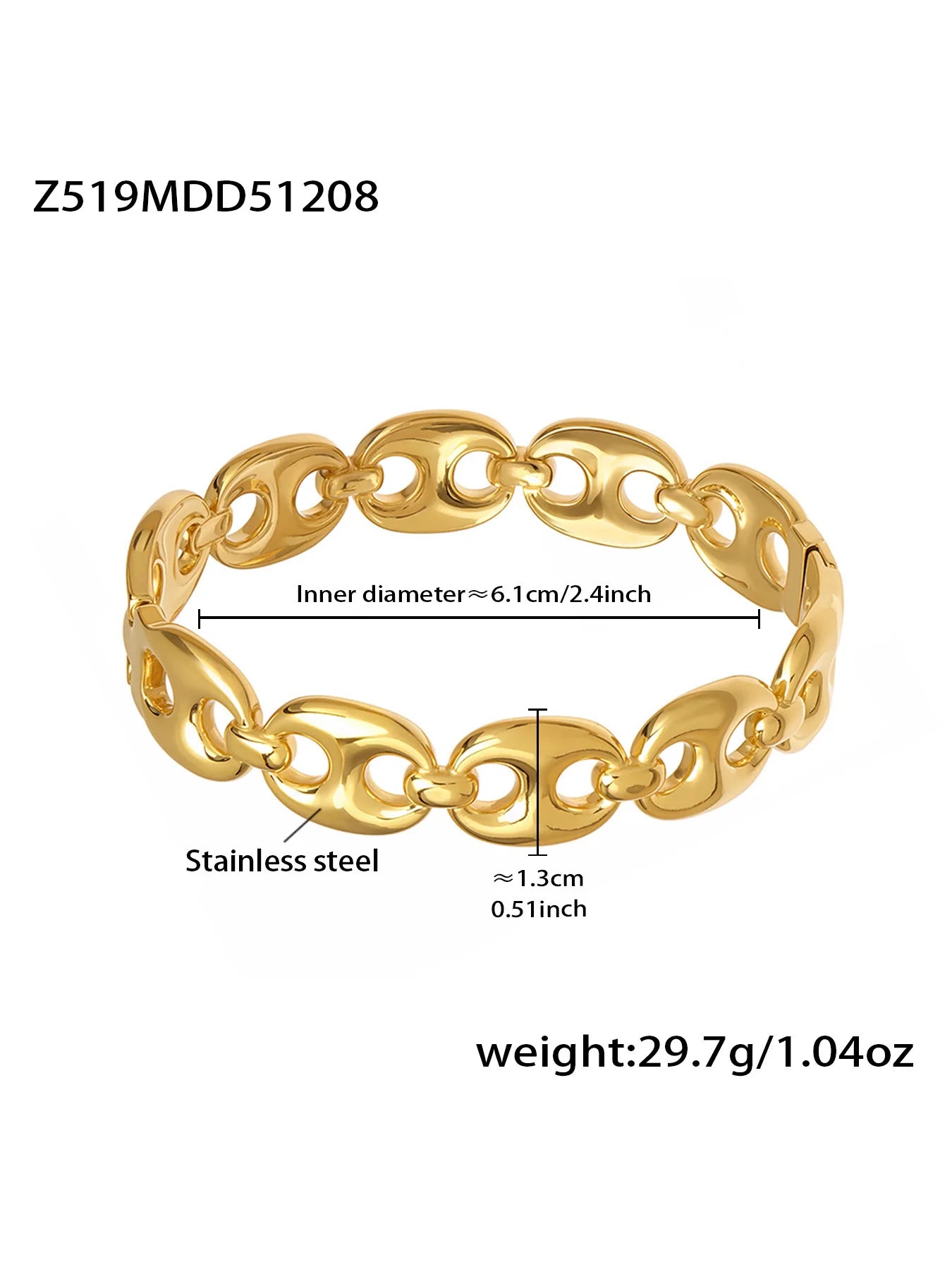 Nivora Geometric Hollow Pig Nose Ring Bracelet for Women Stainless Steel PVD Gold Plated Charm Wrist Bangle Daily Jewelry Gifts