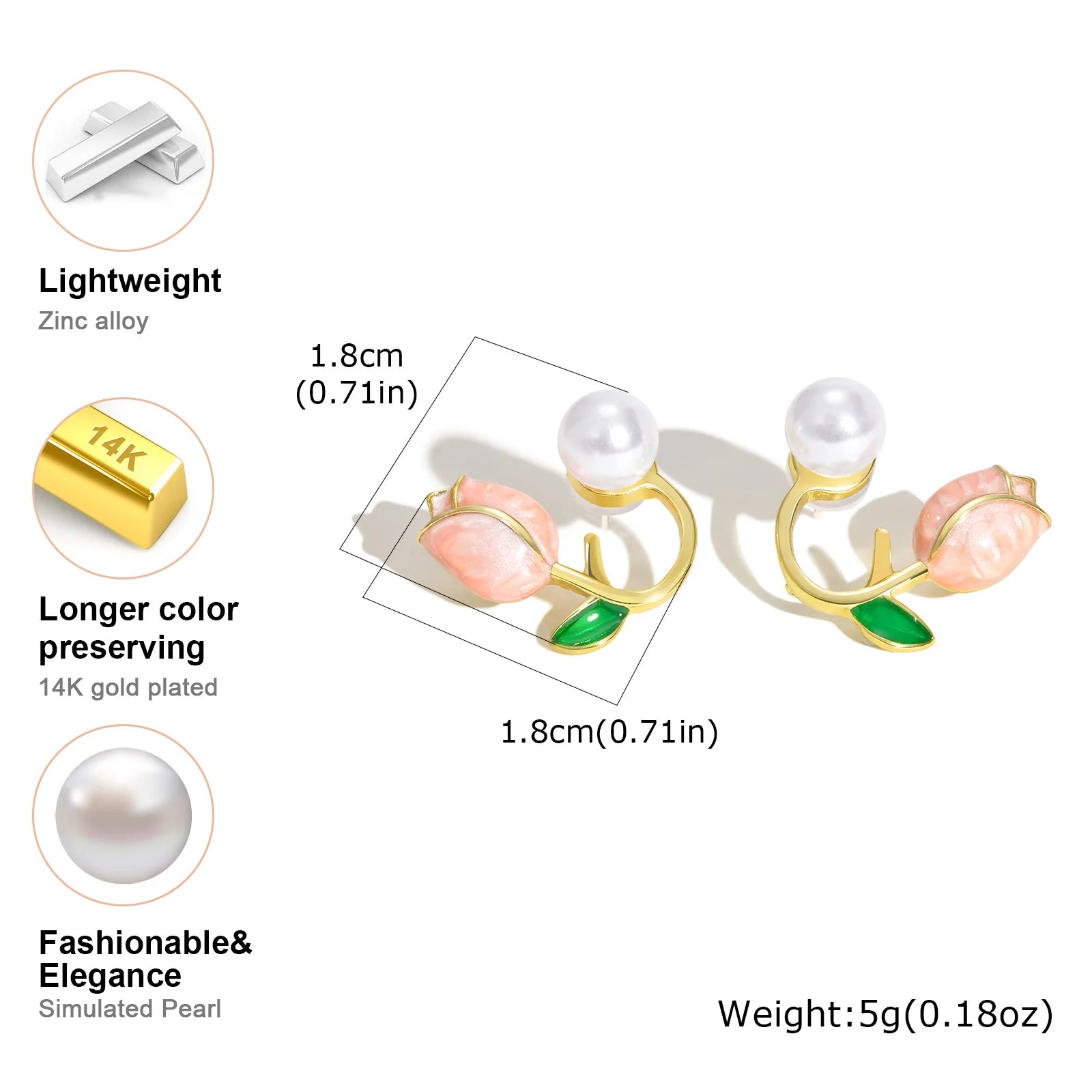 Elegant Tulip Imitation Pearl Earrings for Women,Unique Pink Earrings,Exquisite Jewelry Mother's Day Gift