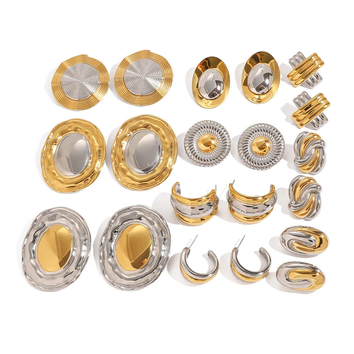 Uworld Tie A Knot Silver And Gold Color Mixed Earrings Two Tone Ear Studs Women's Accessories Gift for her