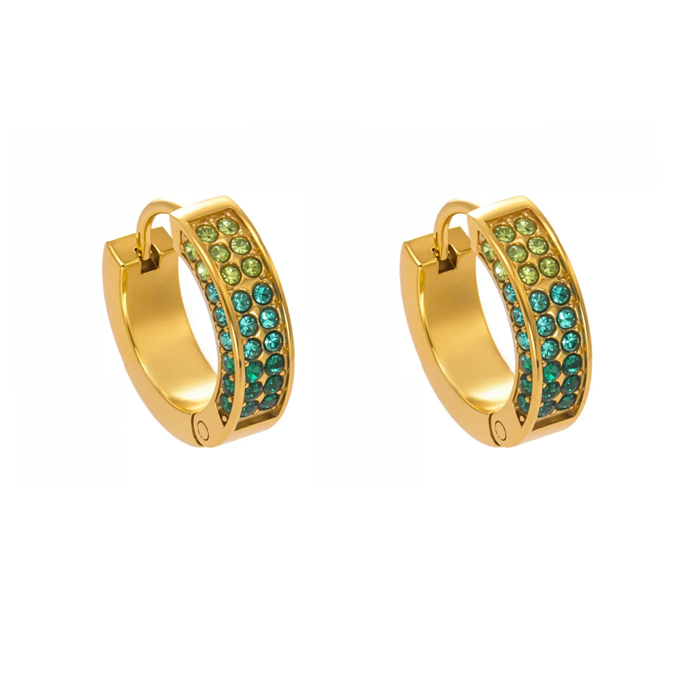 Nivora Beautiful Shine Cubic Zirconia Women Hoop Earrings Stainless Steel Hypoallergenic PVD Gold Plated Earrings Daily Jewelry