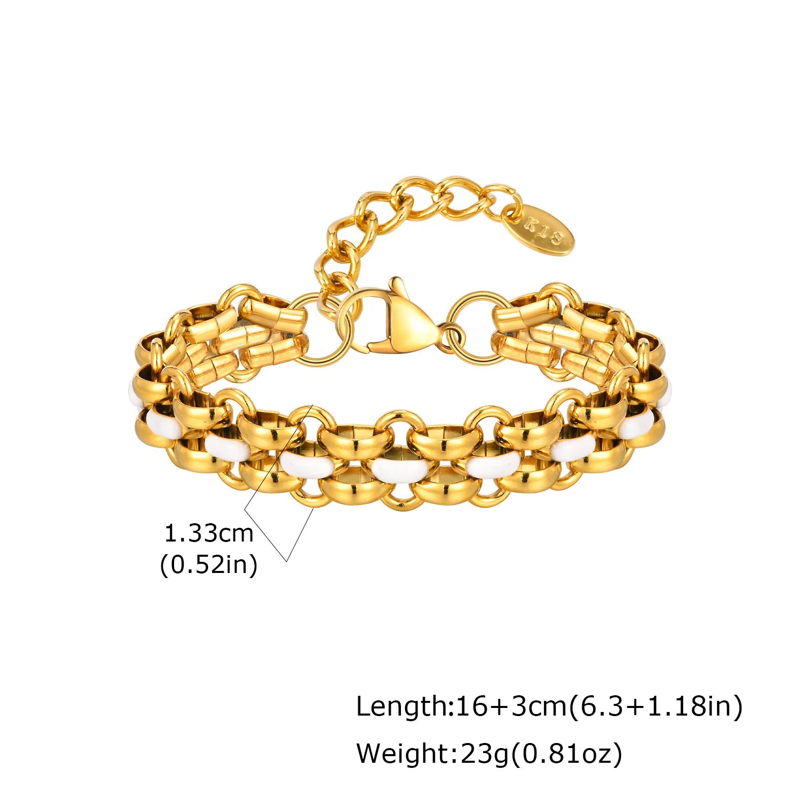 Chunky Braceket Stack, Stainless Steel Chain Bracelet for Women, 18k Gold Plated Link Jewelry Waterproof