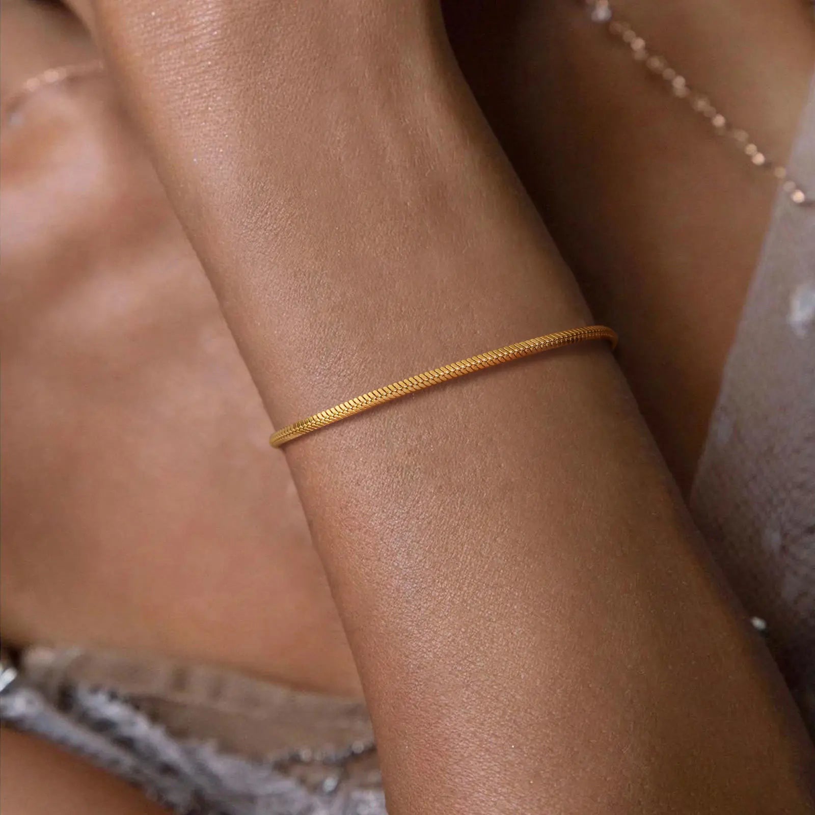 Trendy Square Snake Chain Bracelets Stackable For Women Lady, Stainless Steel Links Wristband Bracelet Adjustable Unisex Jewelry