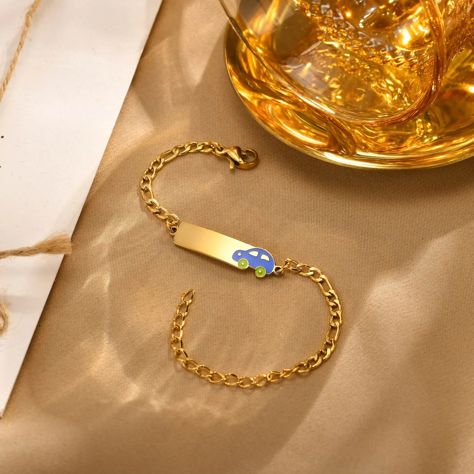 Free Engraved Bracelet for Little Girl Boy, Car Charms Personalized Name Bracelet Adjustable, Customized Gift for Birthday