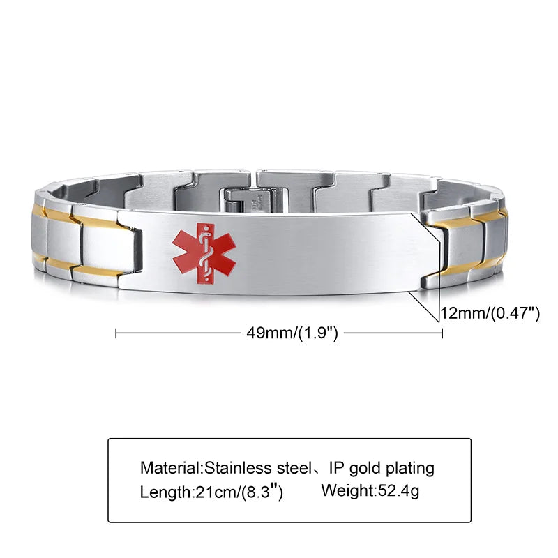 Medical Bracelets with Medical LOGO,Stainless Steel Jewelry Gifts