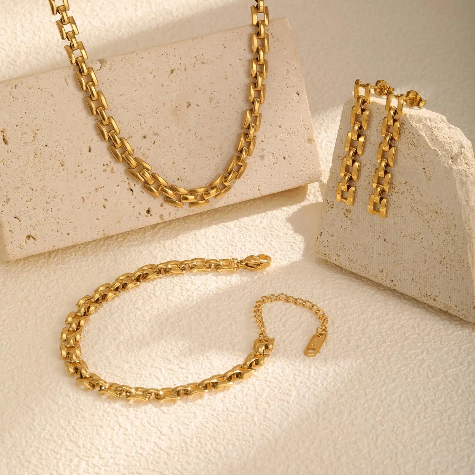 Mesh Chain Link Drop Dangle Earrings for Women, Long Link Earring, Minimalist Stainless Steel Hiphop Jewelry