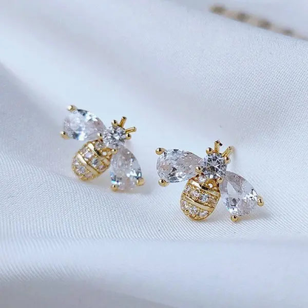 New Luxury Shiny Zircon Butterfly Stud Earrings For Women Blue Double Butterfly Temperament Earring Ladies Party Jewelry Gifts