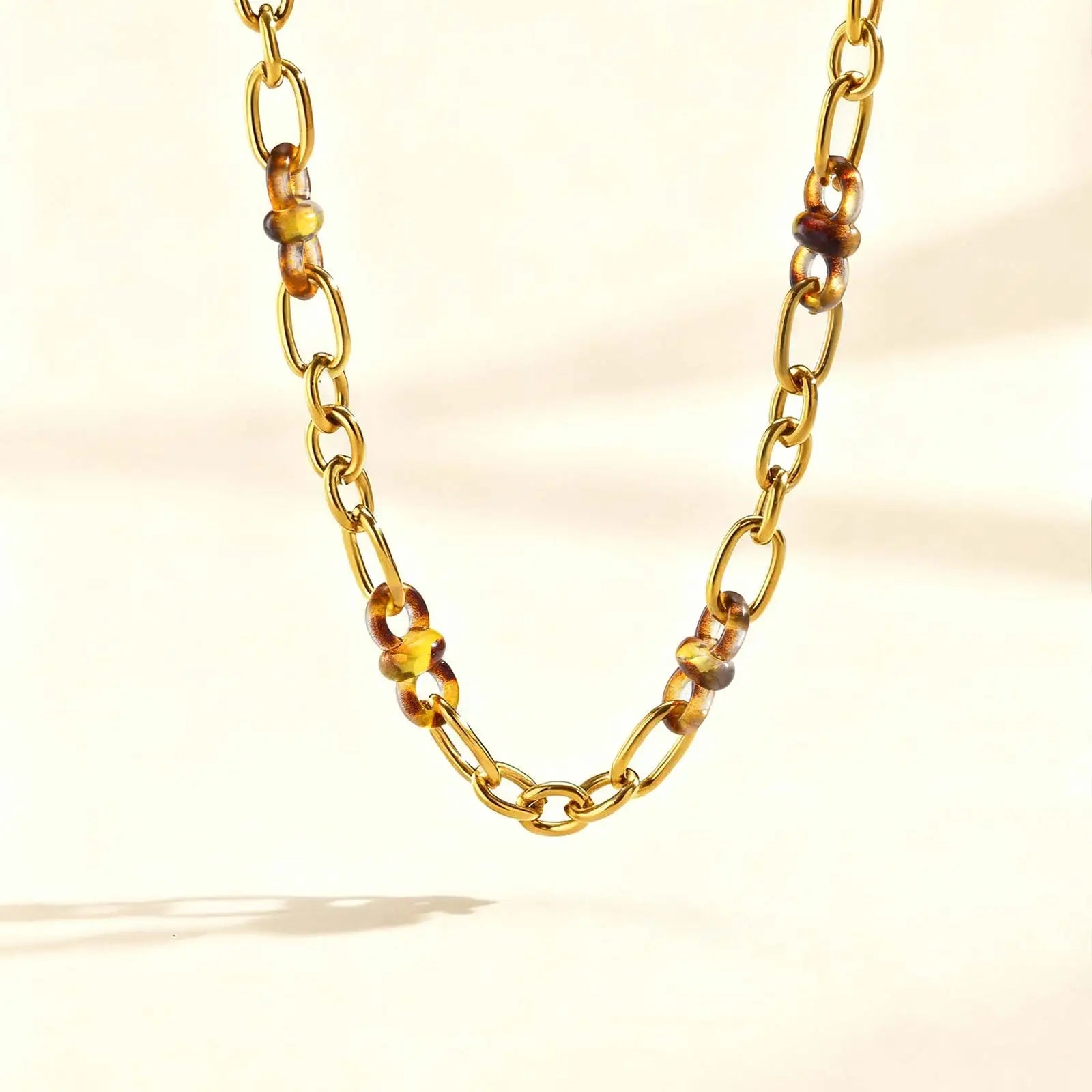 Women's Stainless Steel Enamel Link Chain Bracelet,Chunky Gold Plated Bracelets,Hypoallergenic Jewelry Gifts