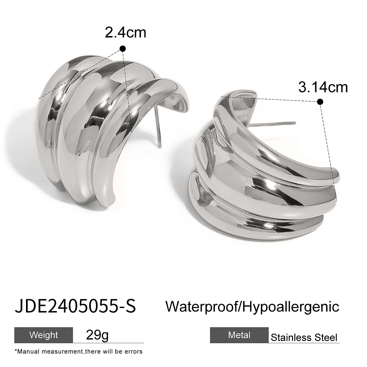 Uworld Waterproof Stainless Steel Geometric Unusual Huggie Earrings for Women Metal Texture 18K Gold PVD Plated Charm Jewelry