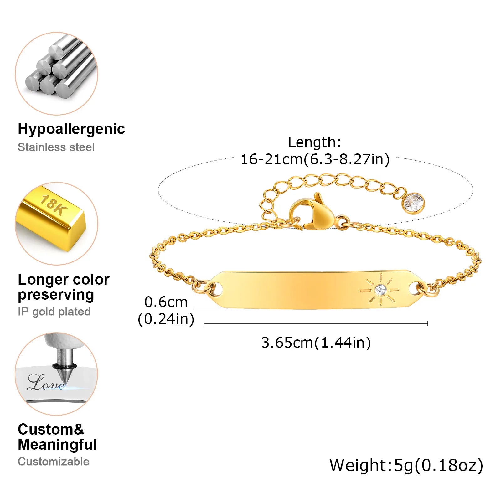 Free Custom Name Zircon Curved Bracelet for Women Stainless Steel Rolo Chain Engraving Name Date Pattern Bracelets Jewelry Gifts