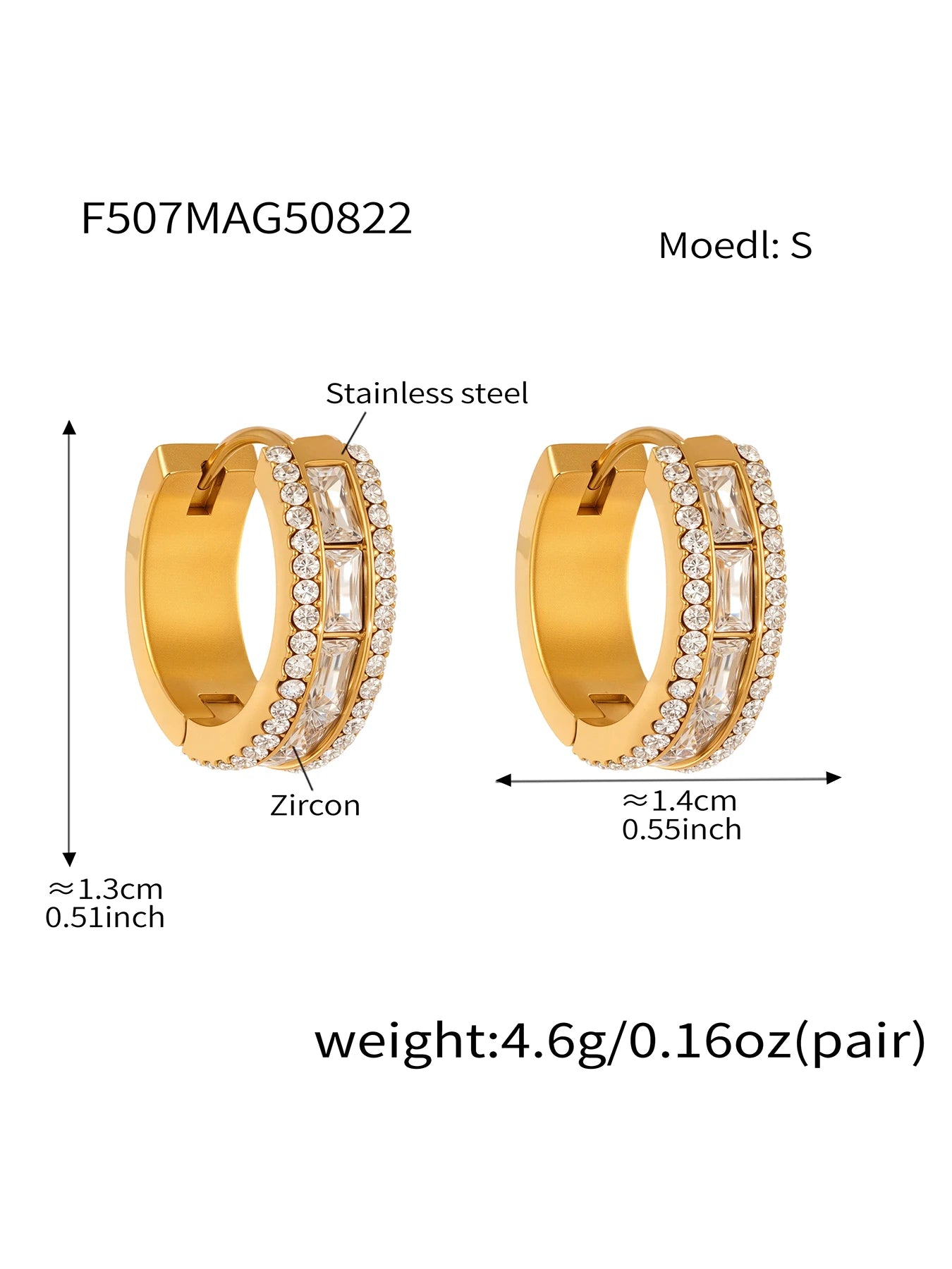 Nivora Luxury Full Zircon Hoop Earrings For Women Stainless Steel PVD Gold Plated Hypoallergenic Wedding Women Earrings Jewelry