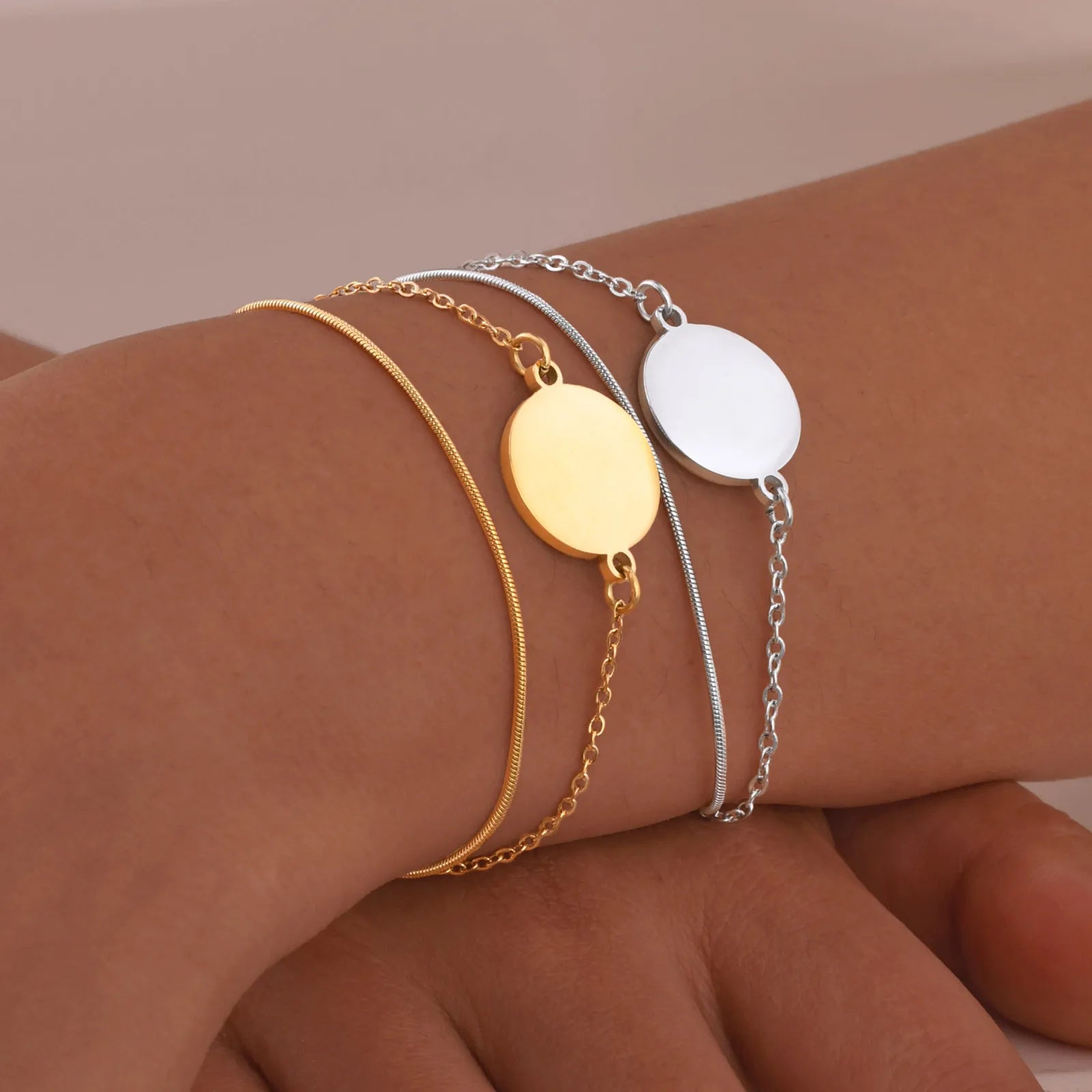 Engrave Name Photo Date ID Bracelet for Women,Stainless Steel Customized Link Chain Bracelets, Valentine's Day Gift Jewelry