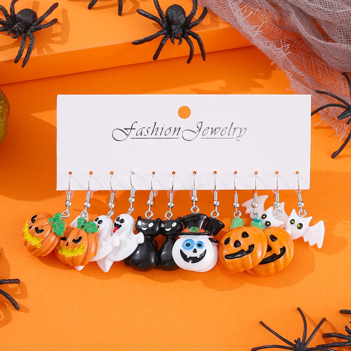 18 Pair Halloween Combination Earrings Set for Women Ghost Pumpkin Bat Skull Star Pearl Rhinestone Earring Girls Party Jewelry