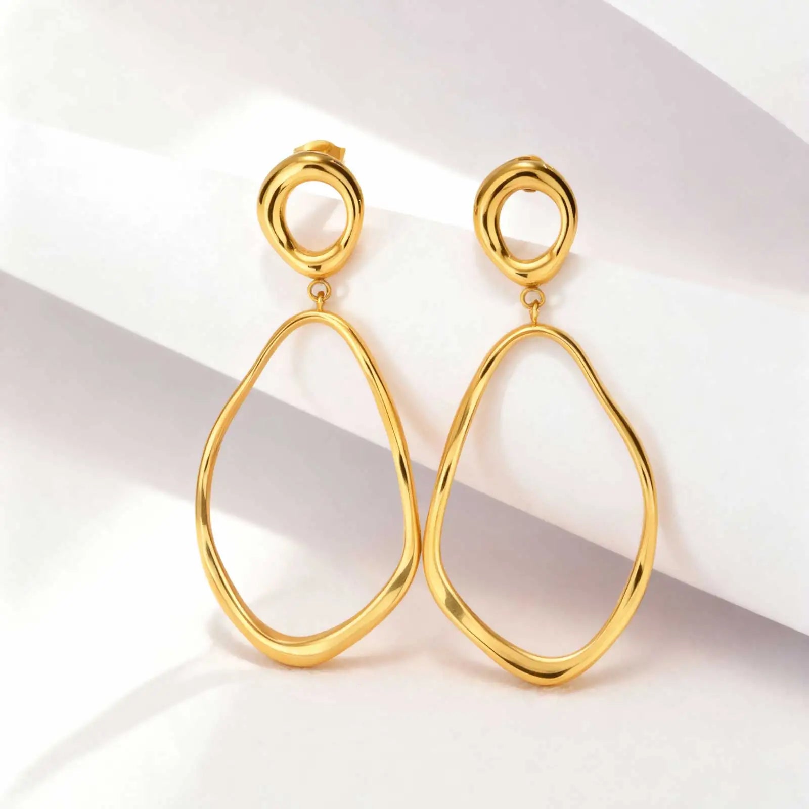 Irregular Geometric Earrings for Women Gold Color Stainless Steel High Quality Earrings Exaggerated Party Jewelry Gift