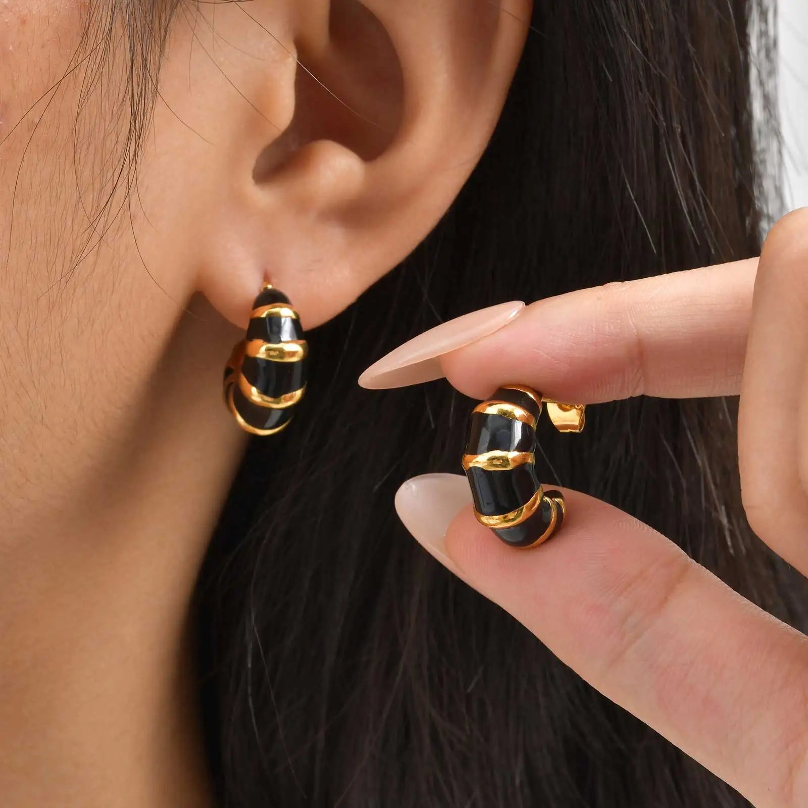 Unique C-shaped Stud Earrings for Women,Gold Plated Stainless Steel Geometric Earrings,Charm Party Accessories Gifts