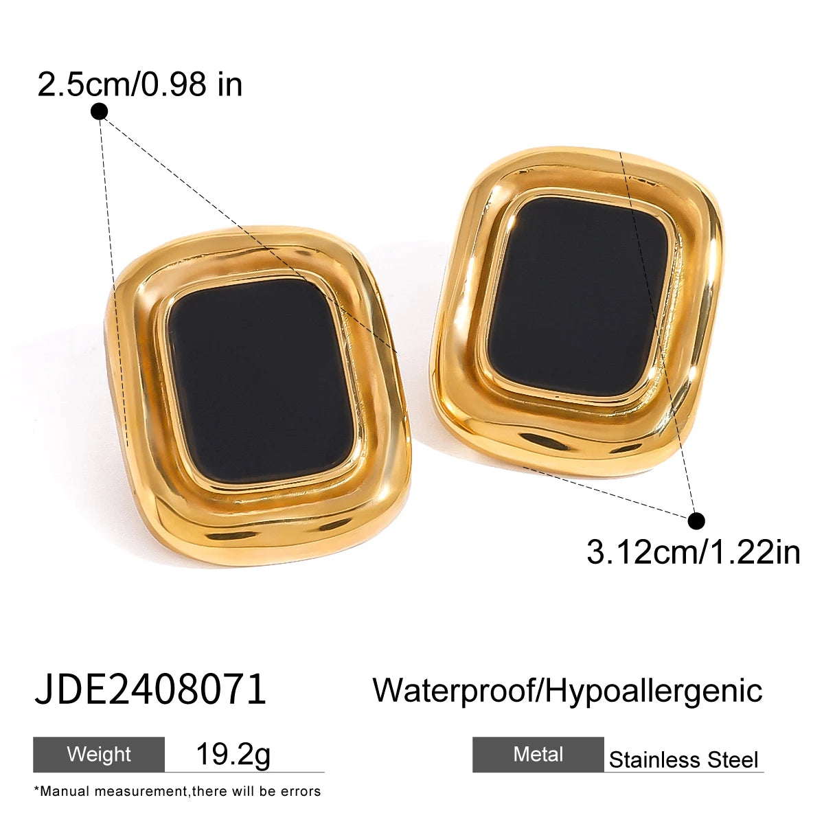 Uworld Vintage Stainless Steel Resin Square Stud Earrings Statement Metal Waterproof Vintage Stylish France Jewelry Bijoux Femme