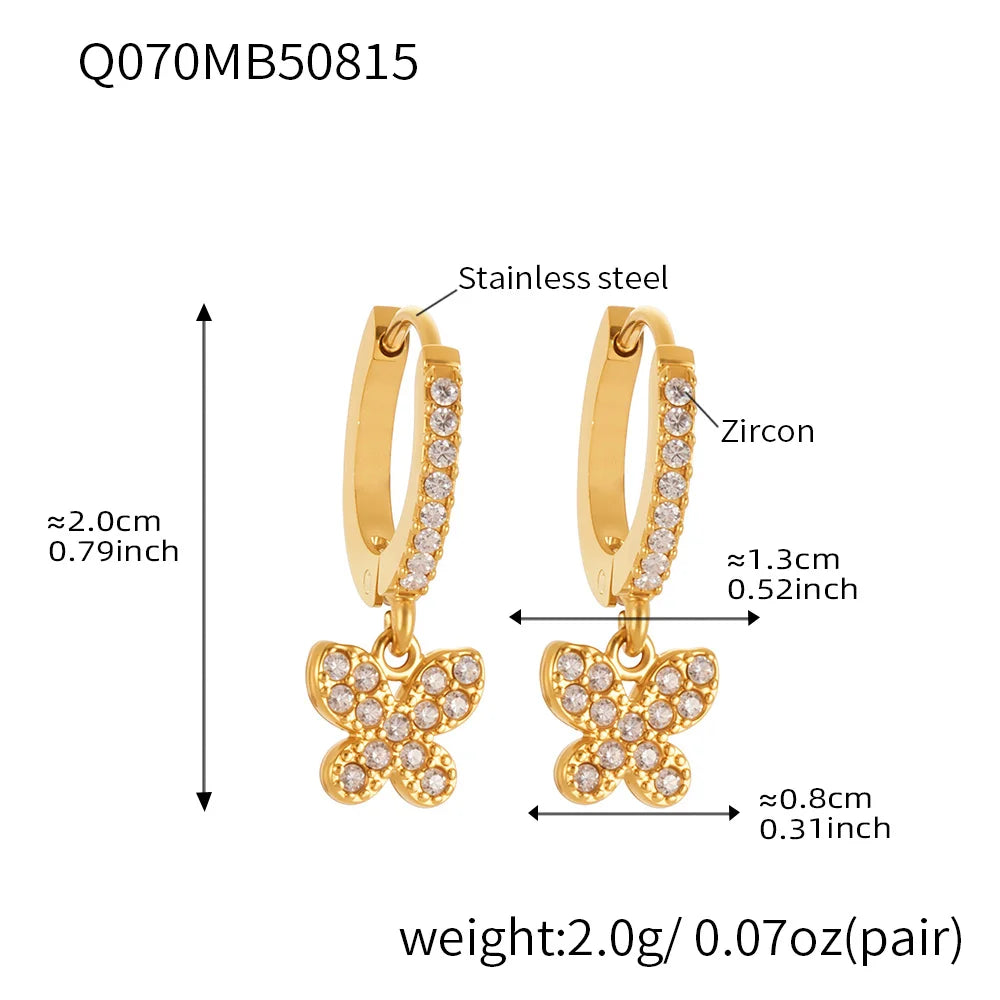 Nivora Excellent Stainless Steel Pendant Zircon Butterfly Dangle Earrings For Women Hypoallergenic Wedding Ear Earrings Jewelry